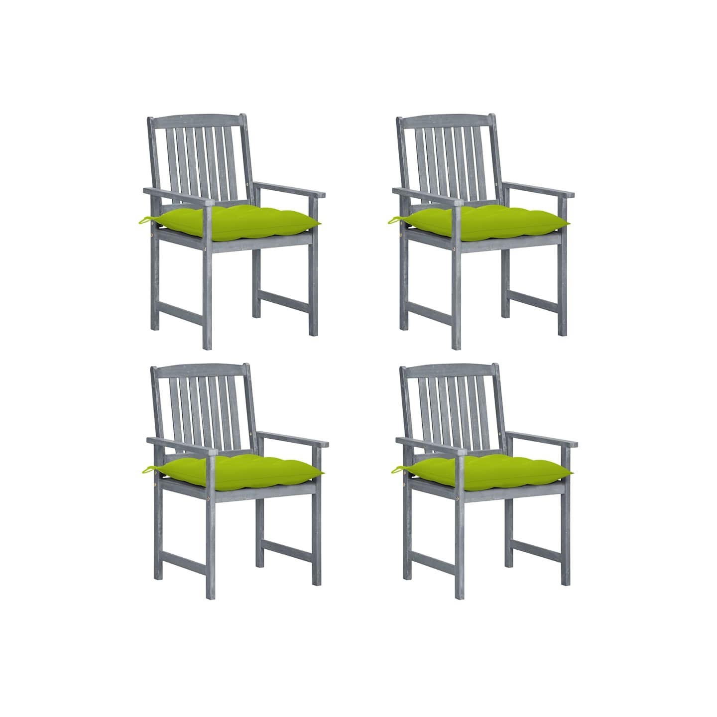 Chaises de jardin et coussins lot de 4 Gris Bois acacia massif
