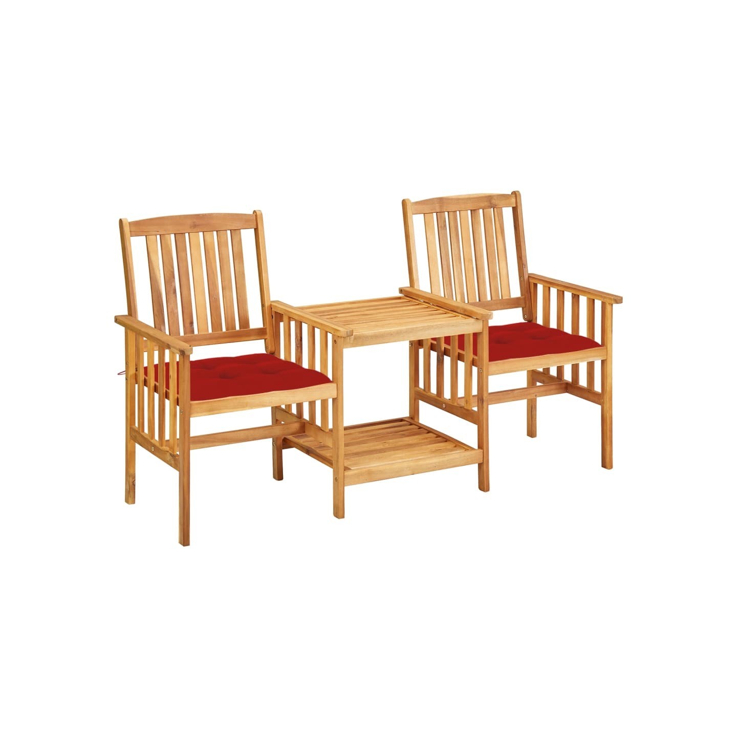 Chaises de jardin avec table à thé et coussins Acacia solide