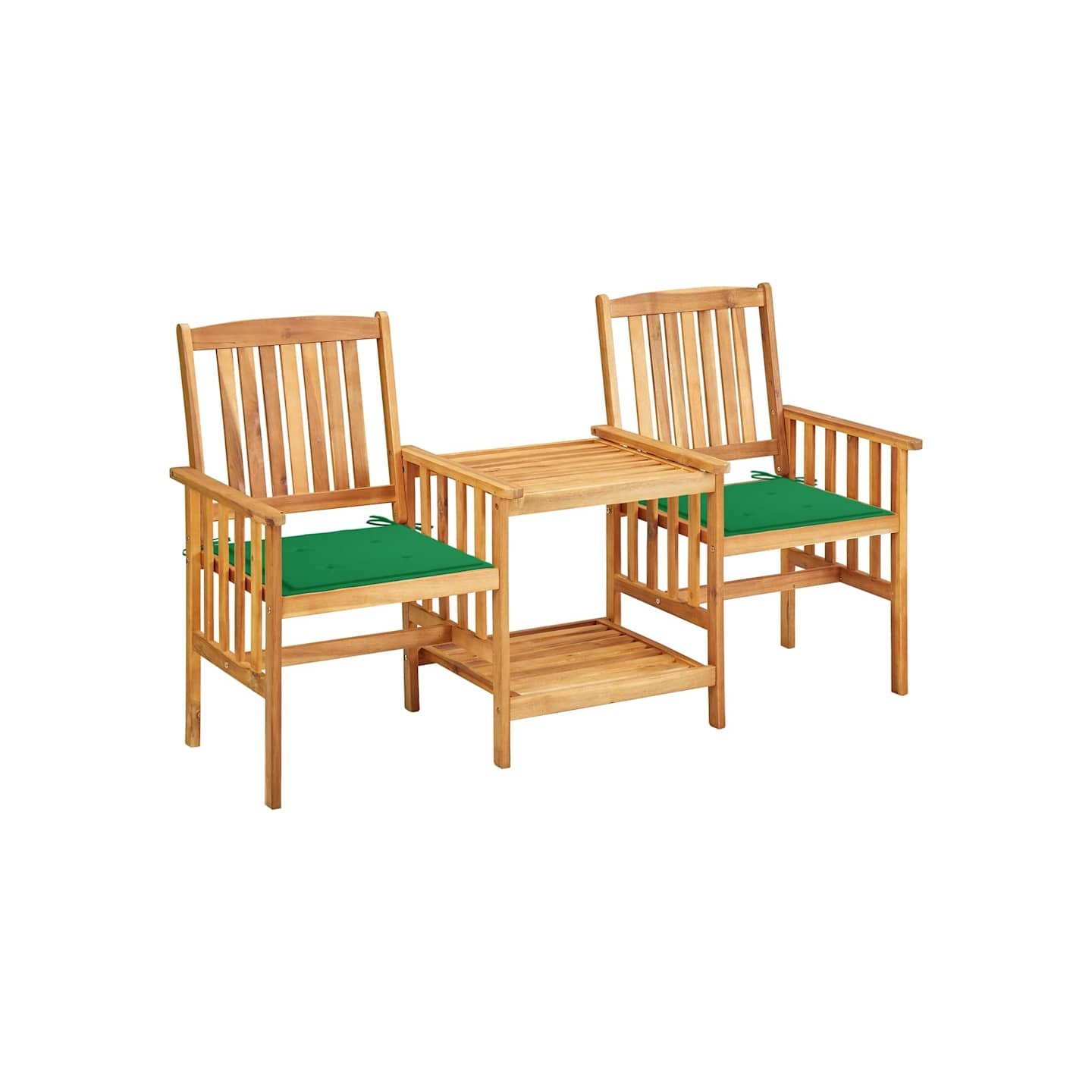 Chaises de jardin avec table à thé et coussins Acacia solide