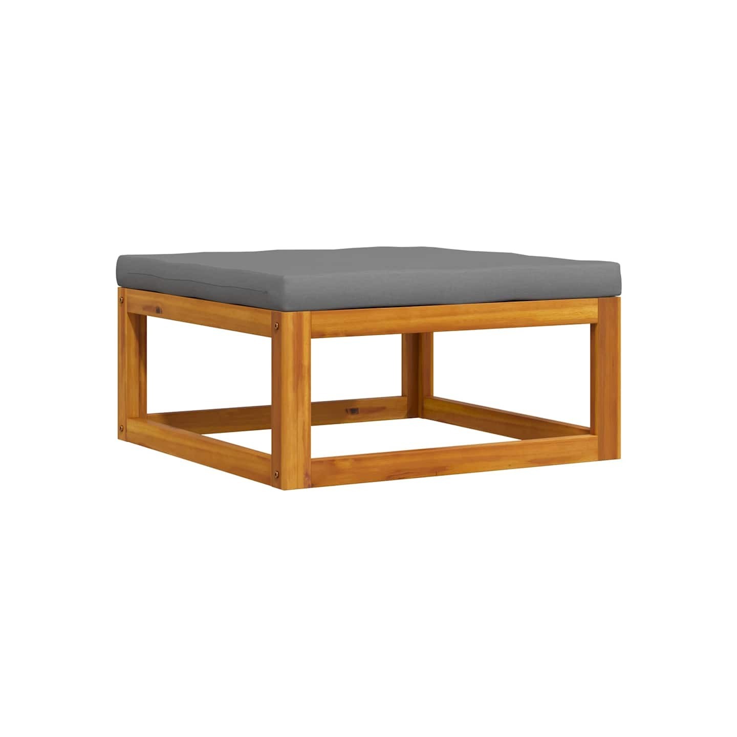 Repose-pied avec coussin gris foncé Bois d'acacia massif