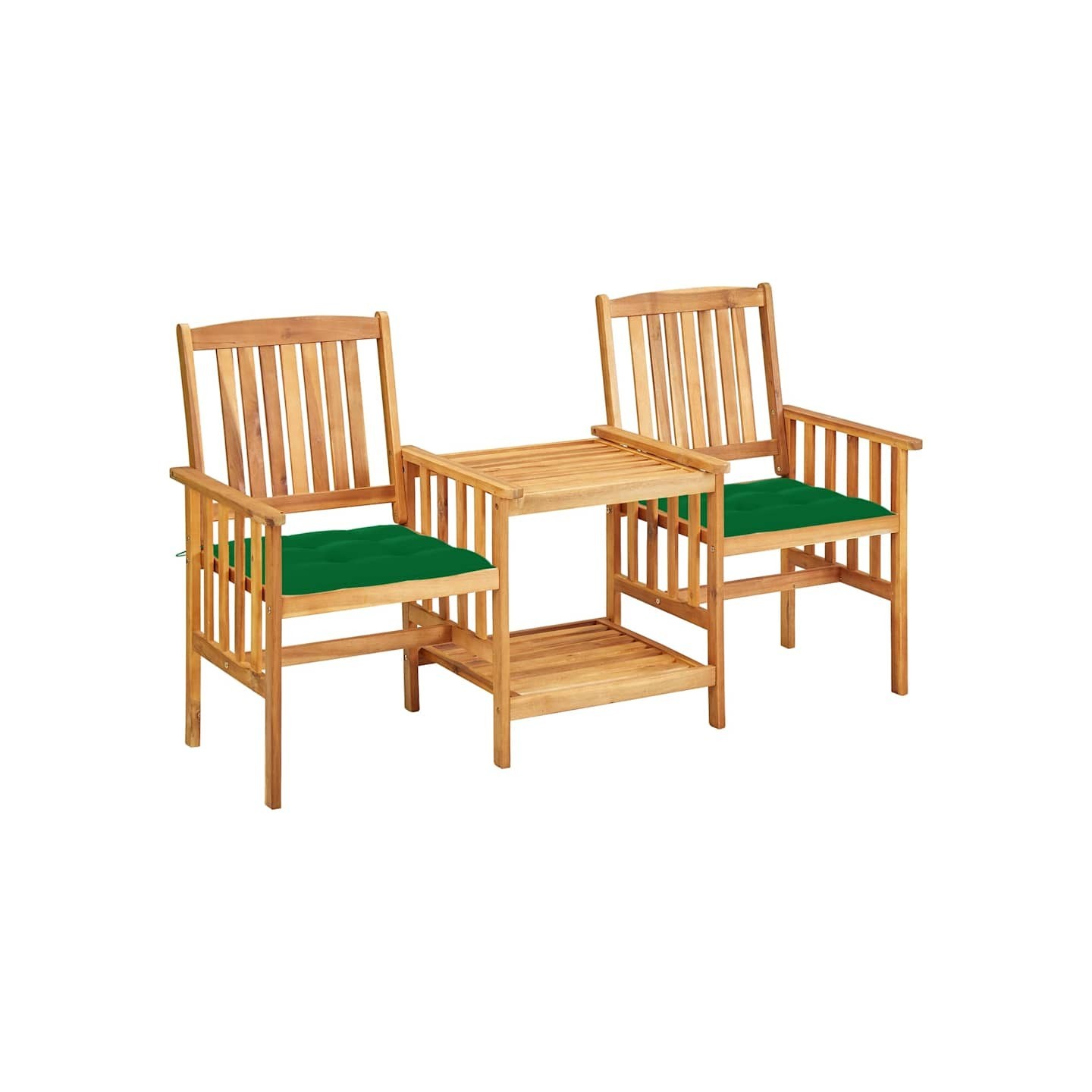 Chaises de jardin avec table à thé et coussins Acacia solide