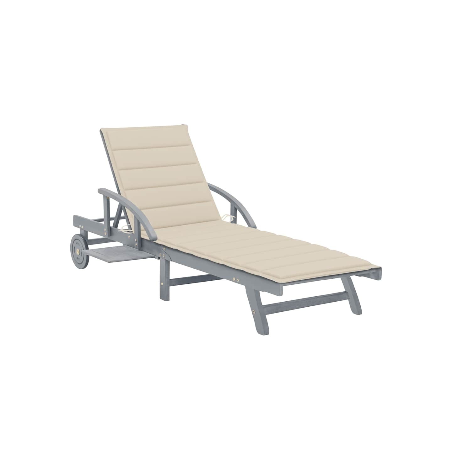 Chaise longue de jardin avec coussin Bois d'acacia solide