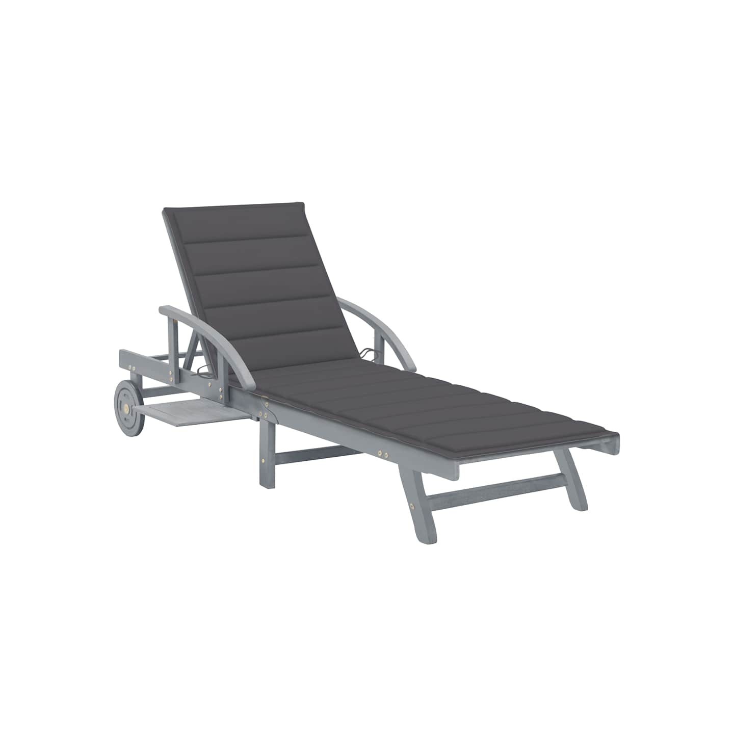 Chaise longue de jardin avec coussin Bois d'acacia solide