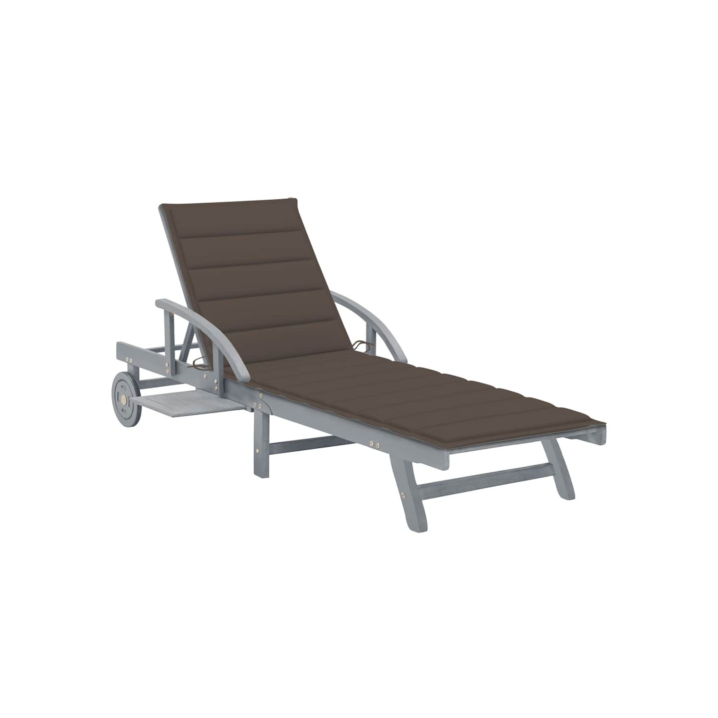 Chaise longue de jardin avec coussin Bois d'acacia solide