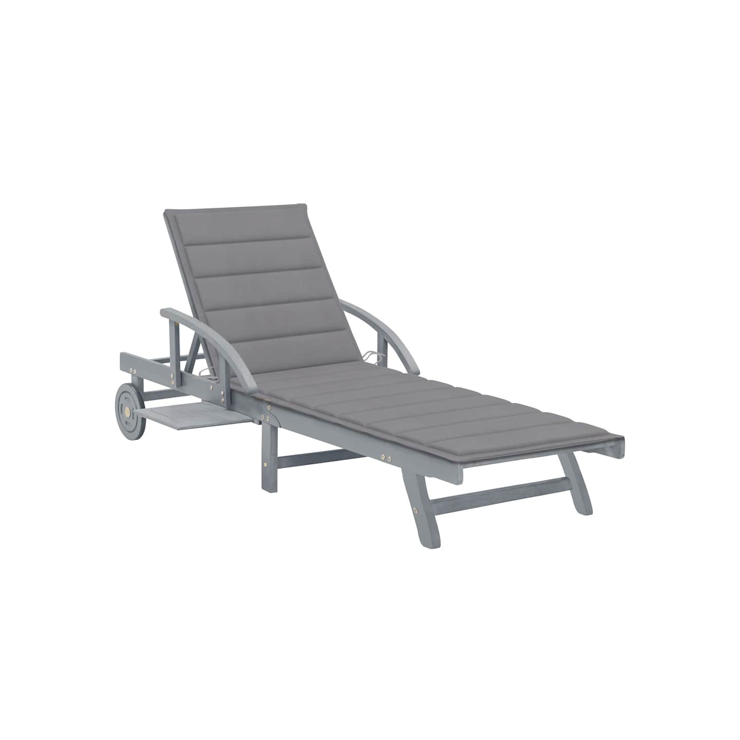 Chaise longue de jardin avec coussin Bois d'acacia solide