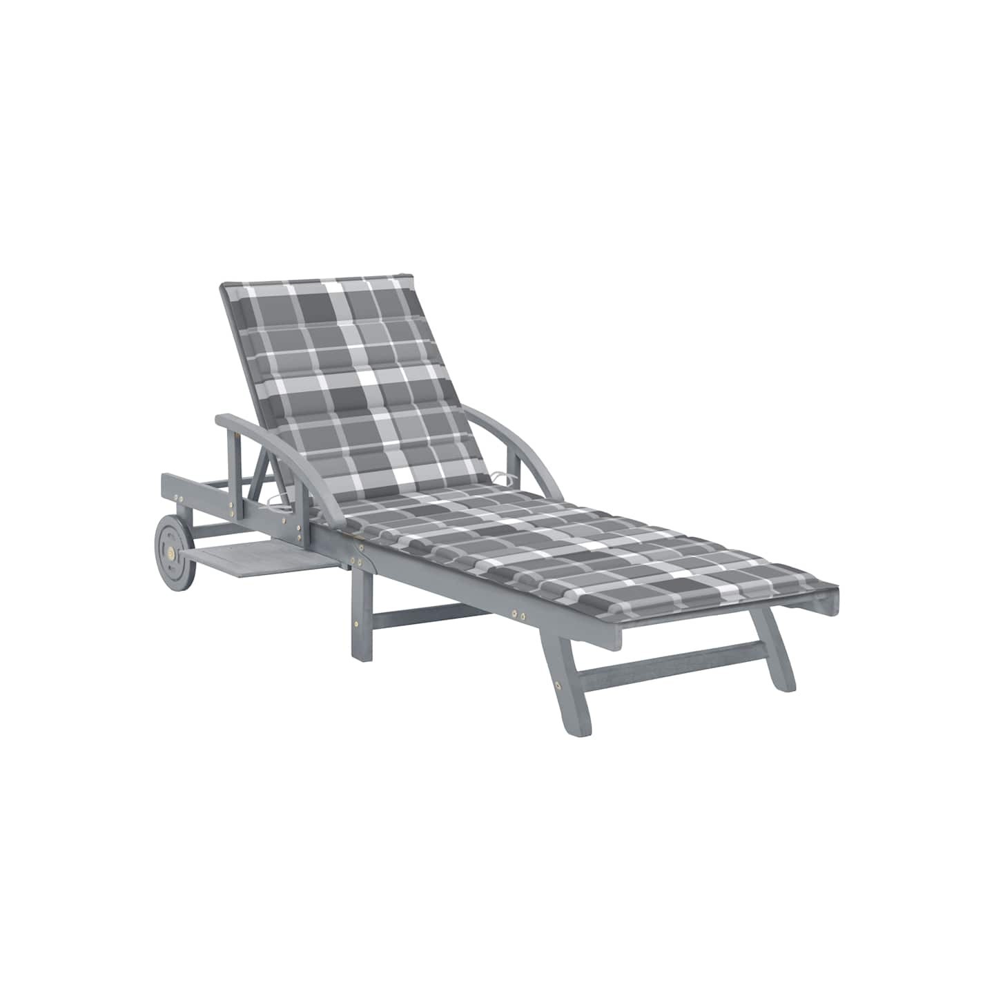 Chaise longue de jardin avec coussin Bois d'acacia solide