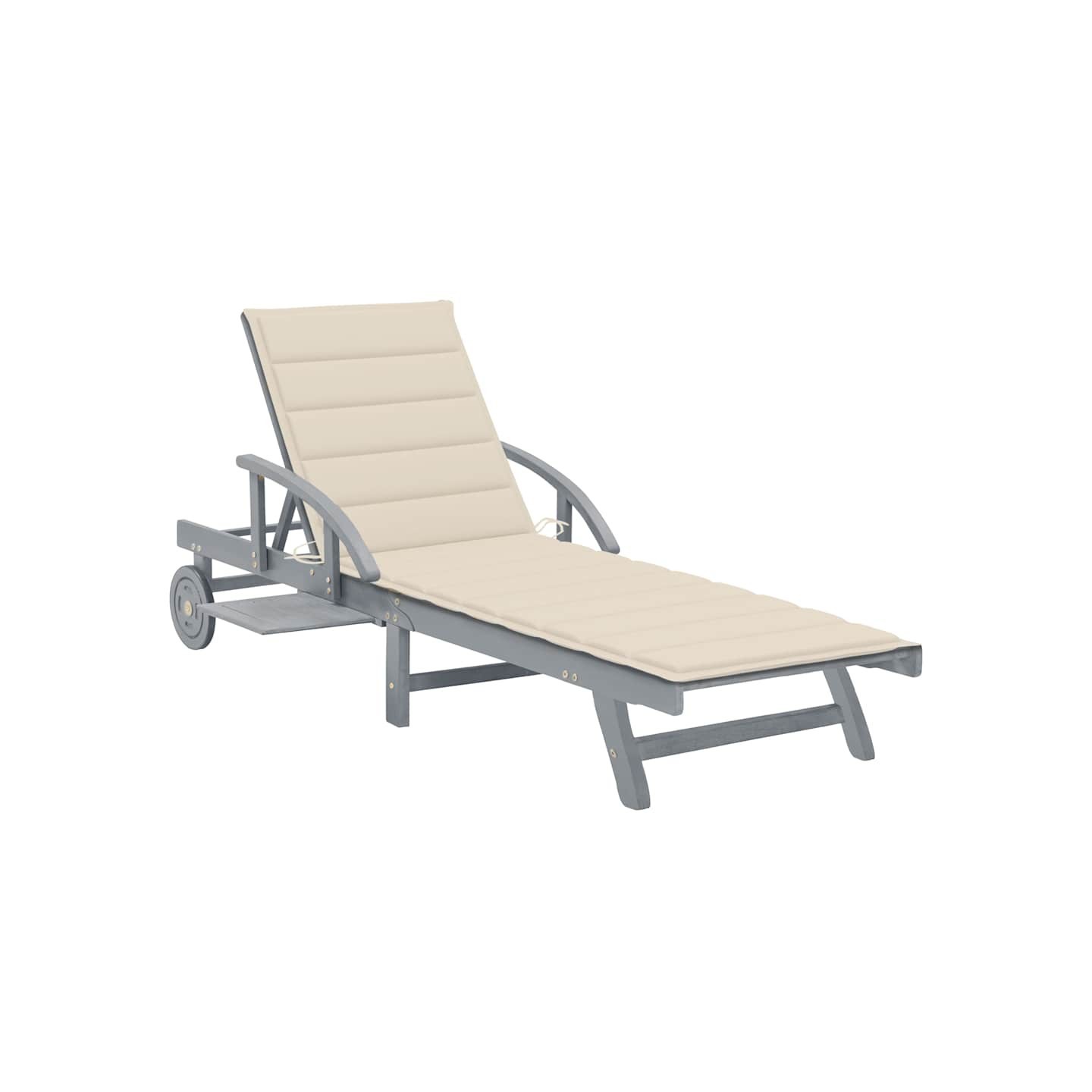 Chaise longue de jardin avec coussin Bois d'acacia solide