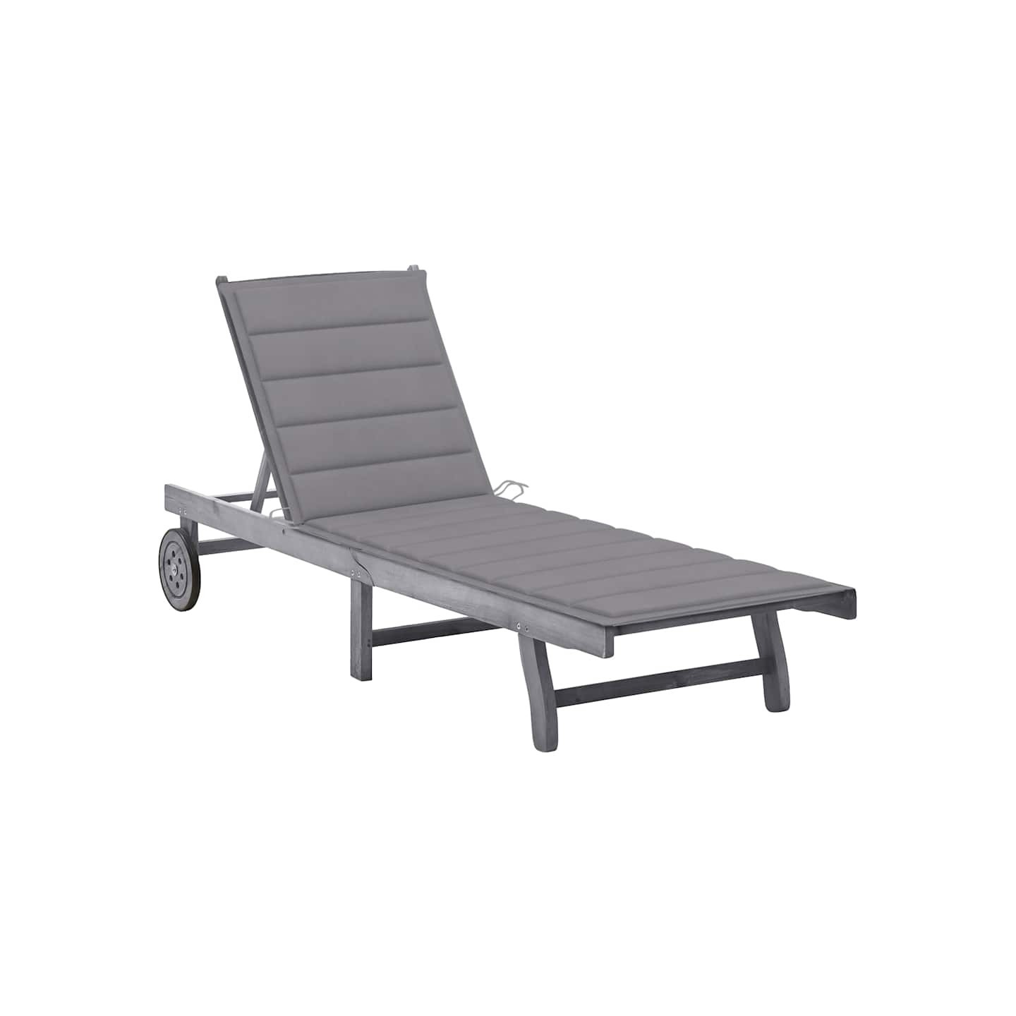 Chaise longue de jardin avec coussin Gris Bois d'acacia solide