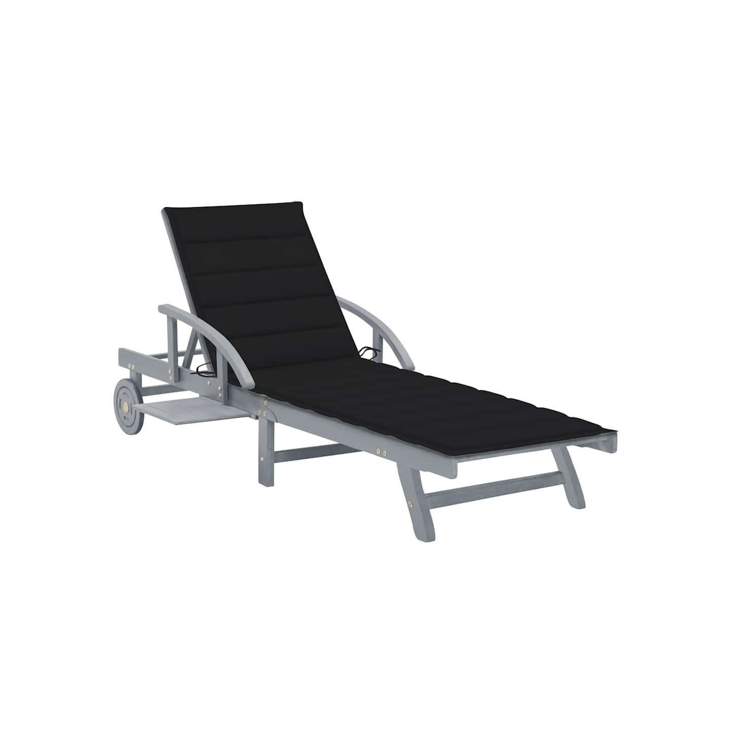 Chaise longue de jardin avec coussin Bois d'acacia solide