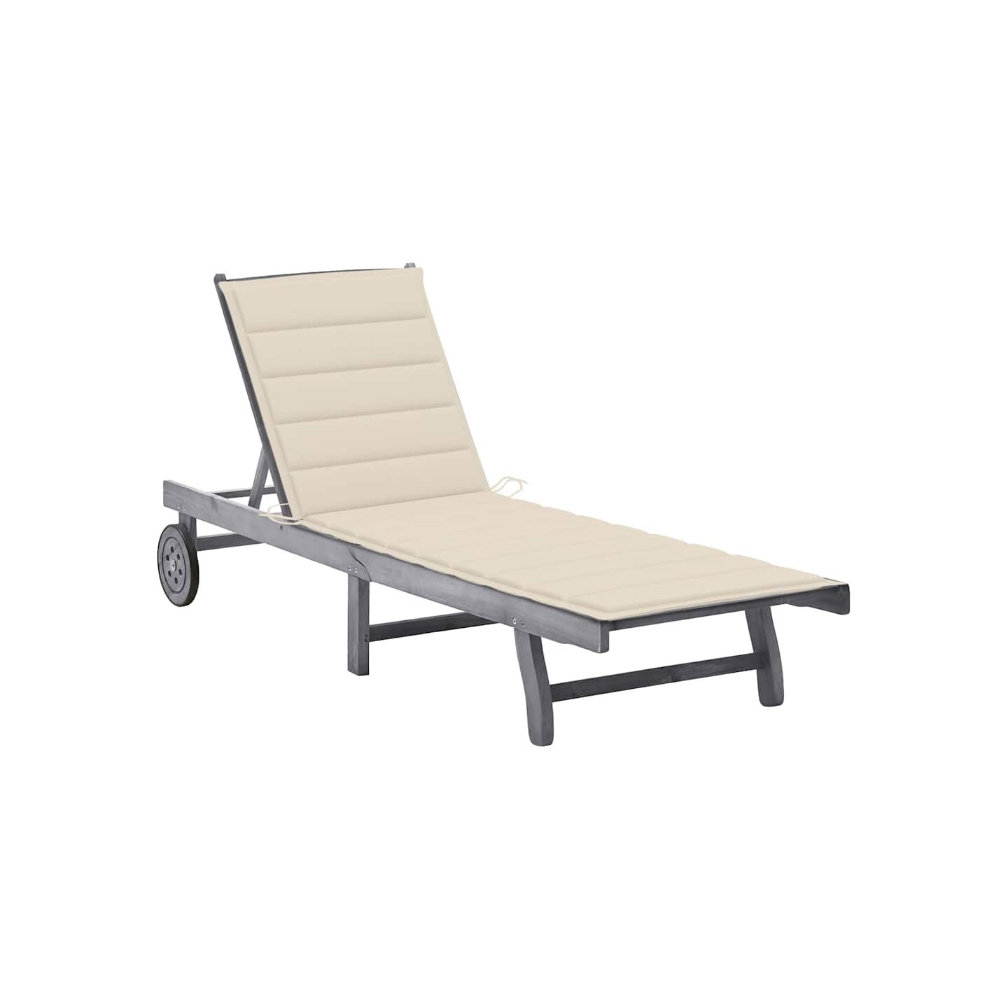 Chaise longue de jardin avec coussin Gris Bois d'acacia solide