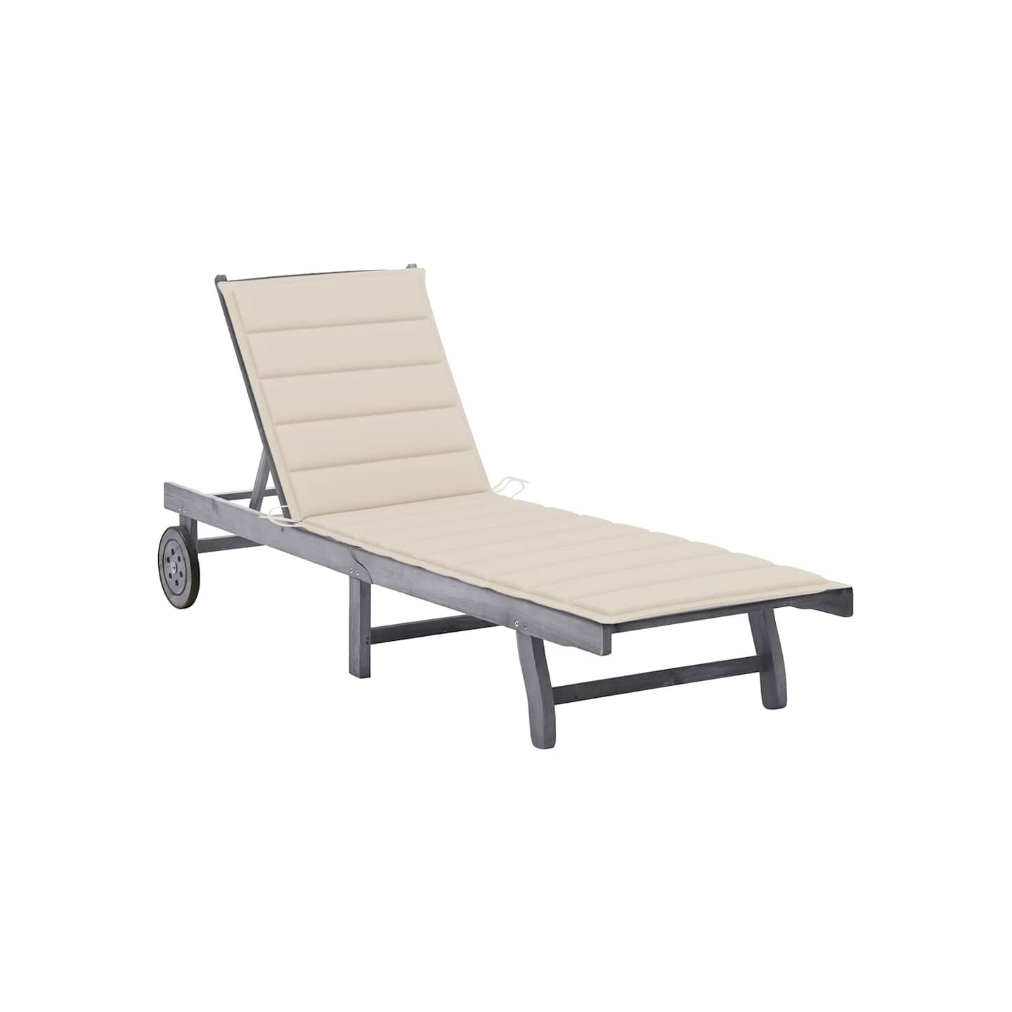 Chaise longue de jardin avec coussin Gris Bois d'acacia solide