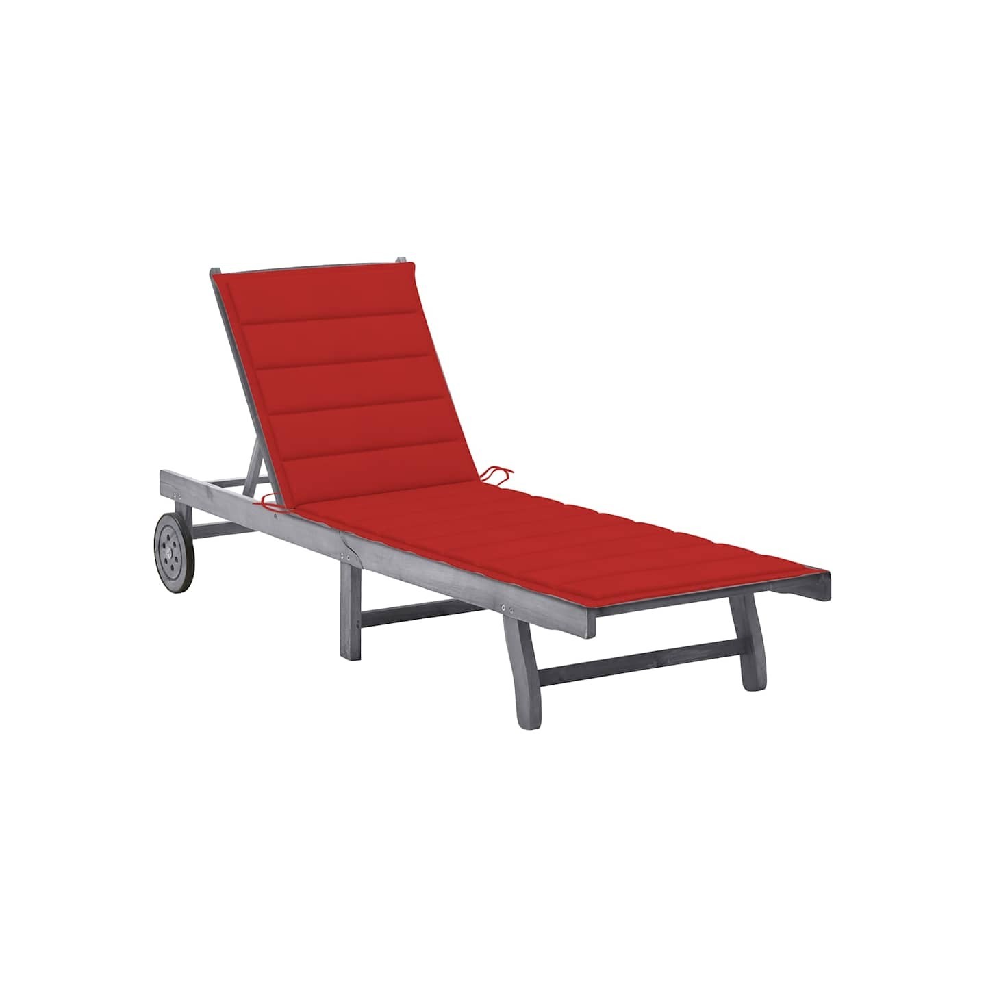 Chaise longue de jardin avec coussin Gris Bois d'acacia solide