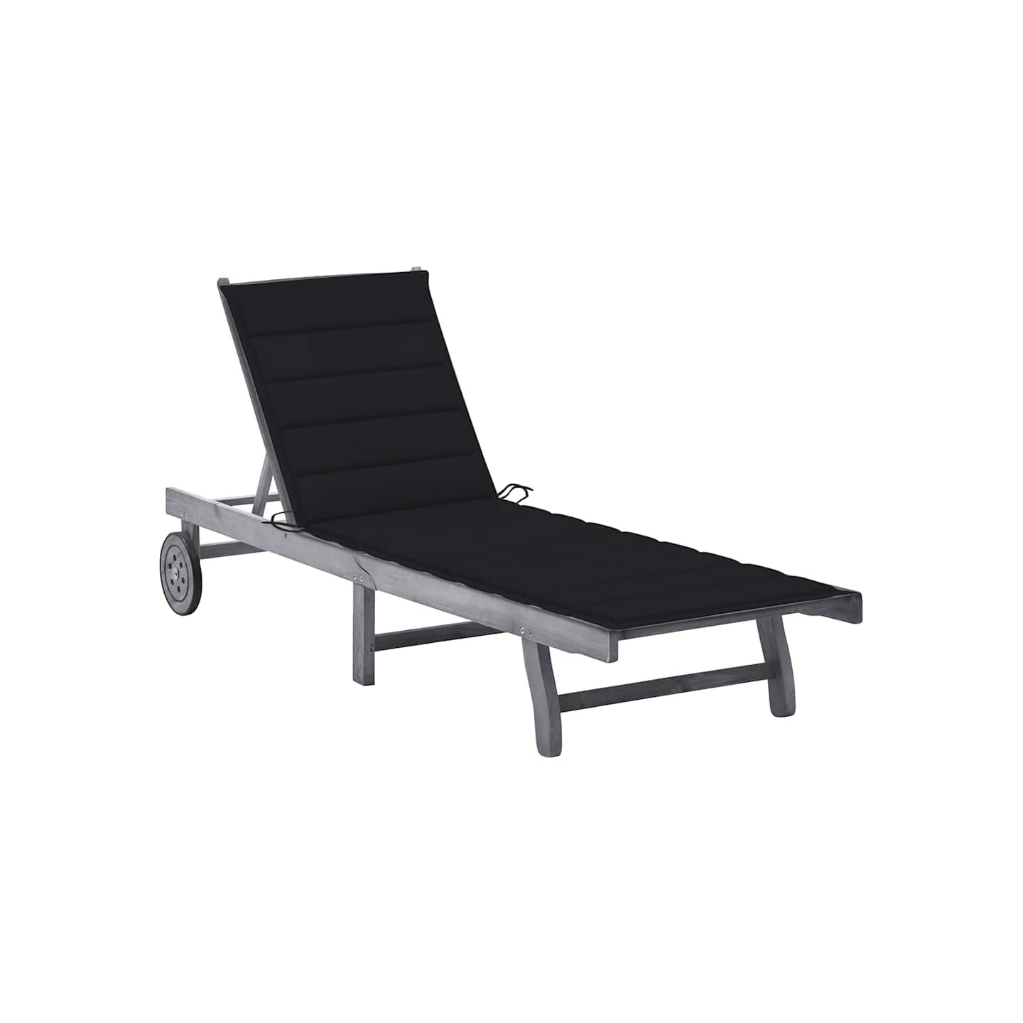 Chaise longue de jardin avec coussin Gris Bois d'acacia solide