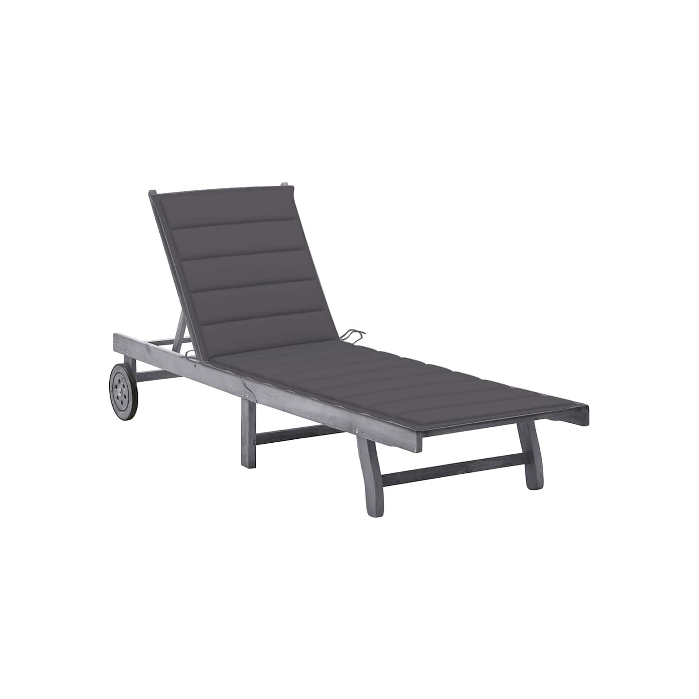 Chaise longue de jardin avec coussin Gris Bois d'acacia solide