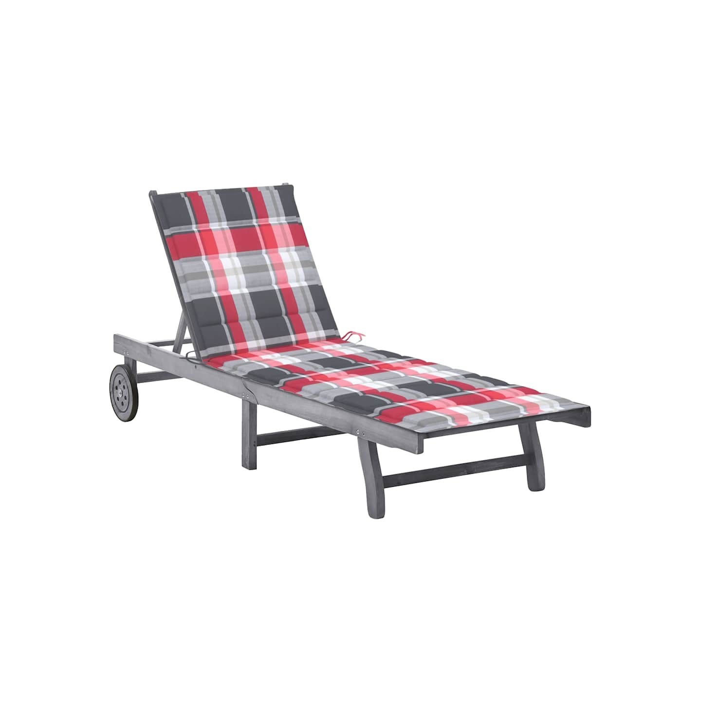 Chaise longue de jardin avec coussin Gris Bois d'acacia solide