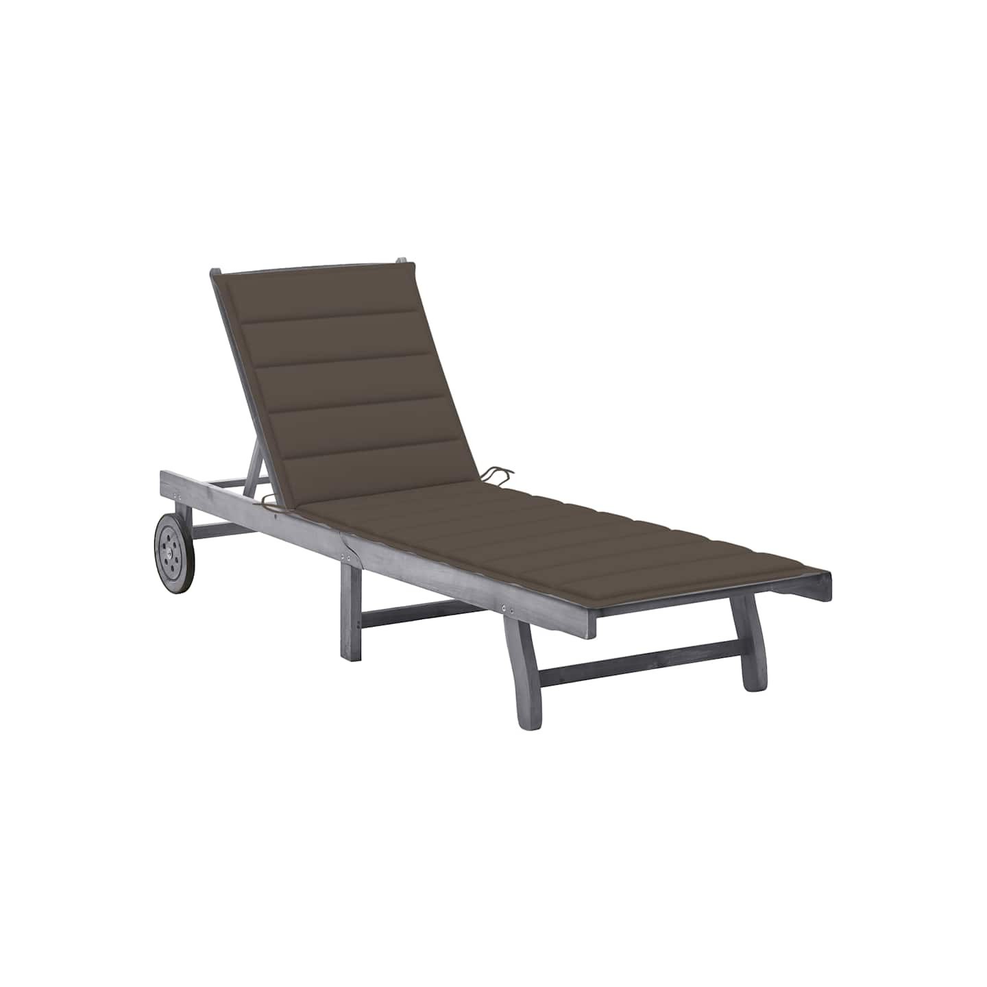 Chaise longue de jardin avec coussin Gris Bois d'acacia solide