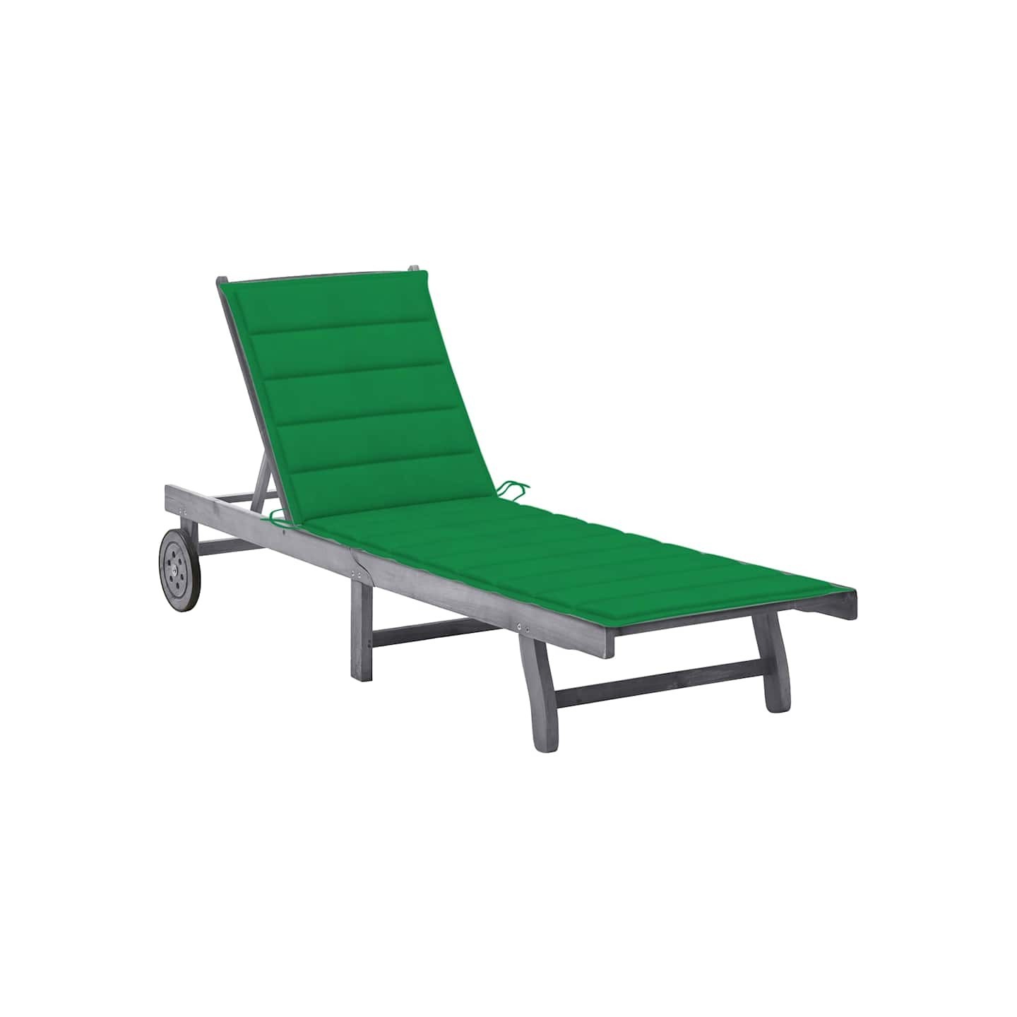 Chaise longue de jardin avec coussin Gris Bois d'acacia solide