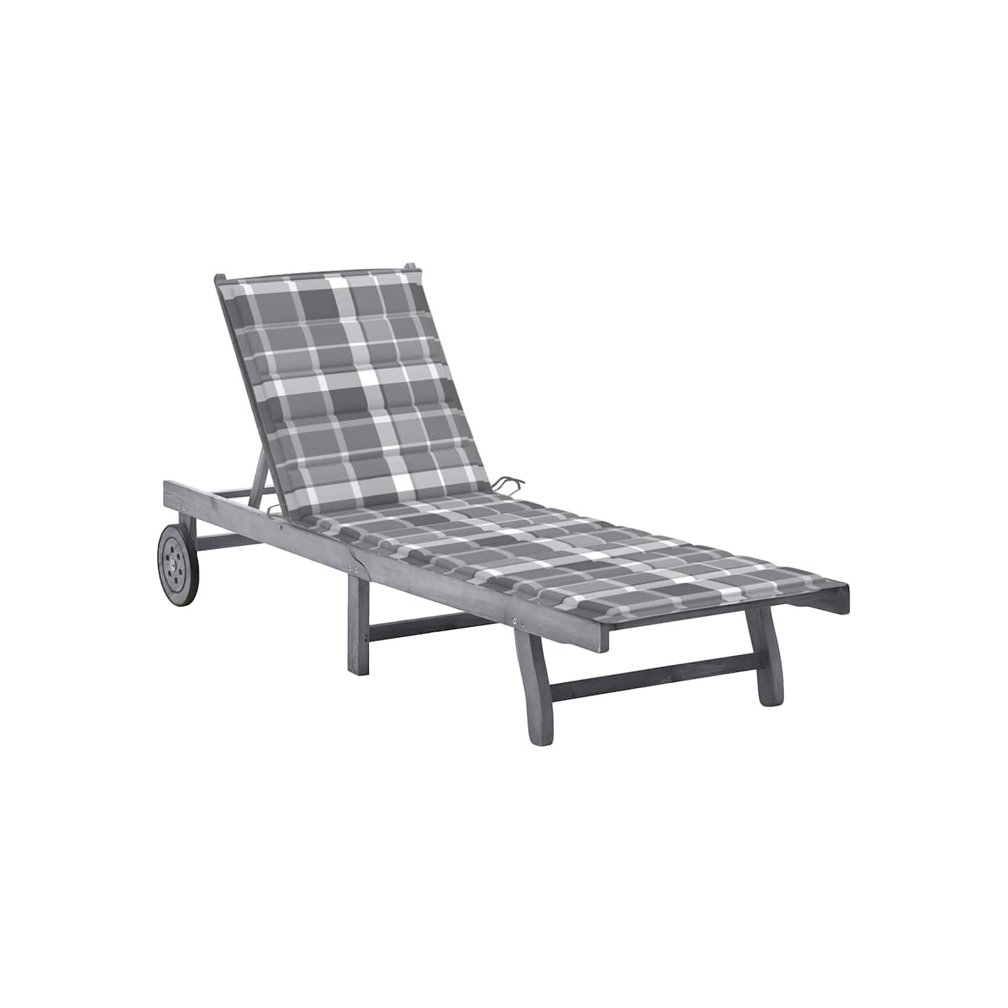 Chaise longue de jardin avec coussin Gris Bois d'acacia solide