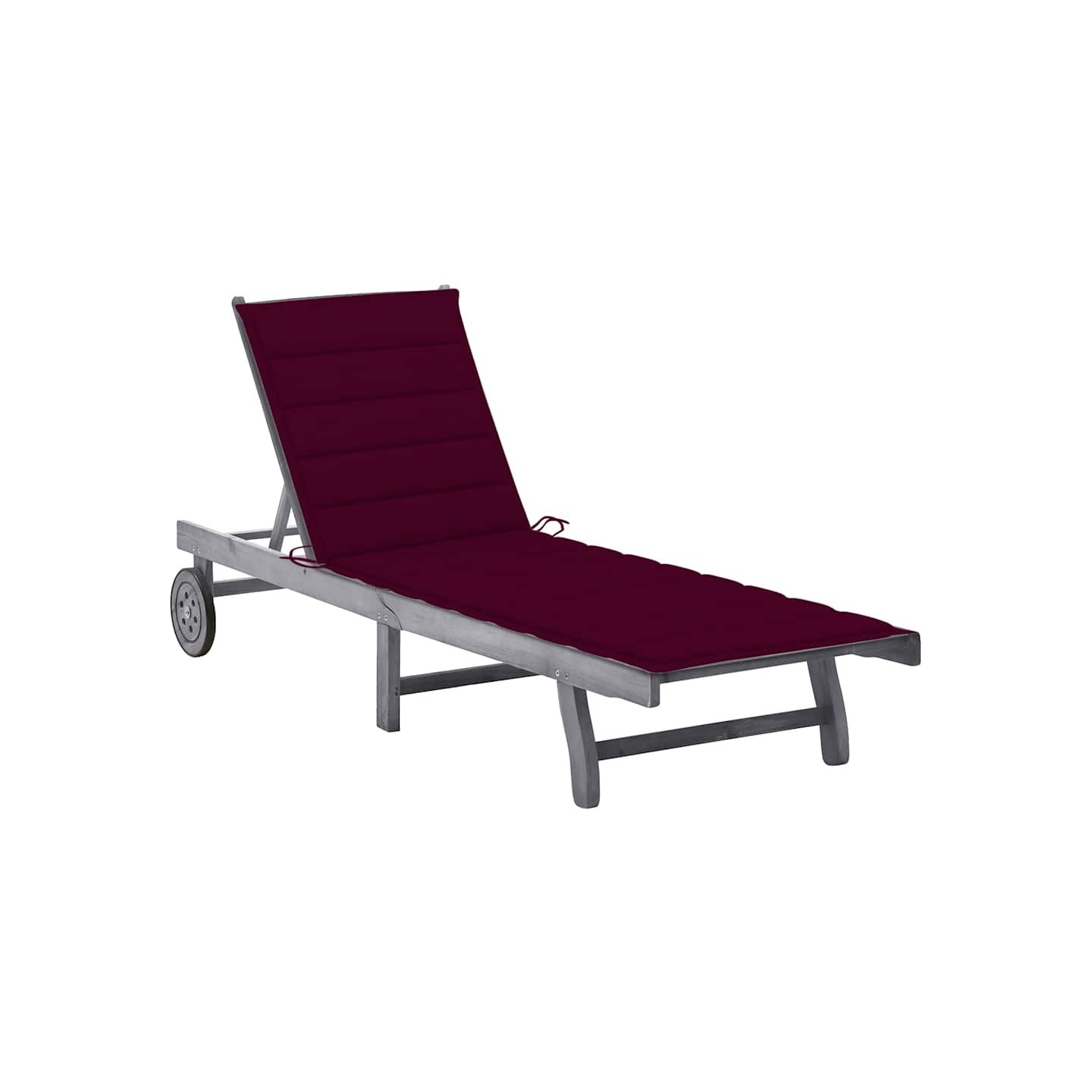Chaise longue de jardin avec coussin Gris Bois d'acacia solide