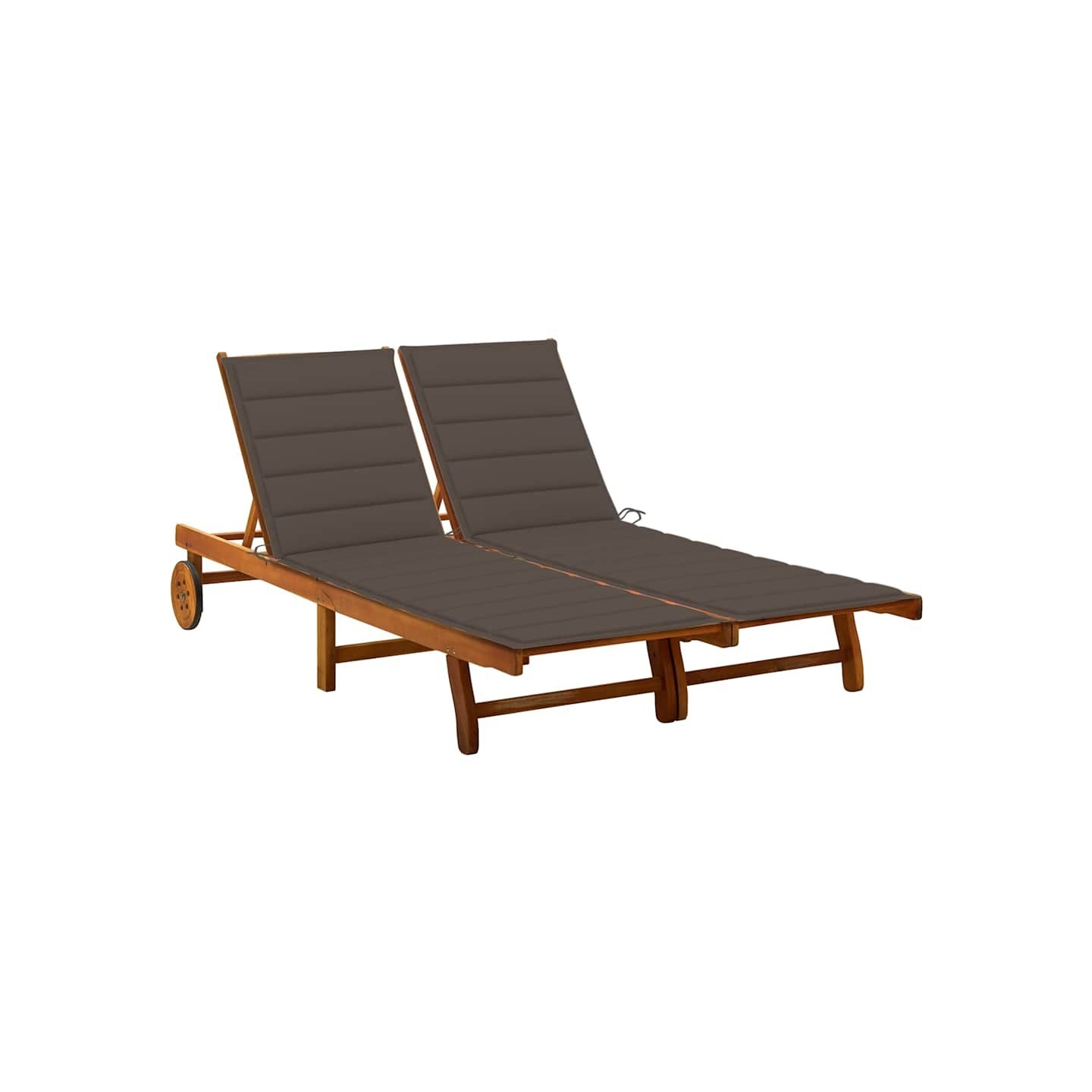 Chaise longue de jardin 2 places avec coussins Acacia solide