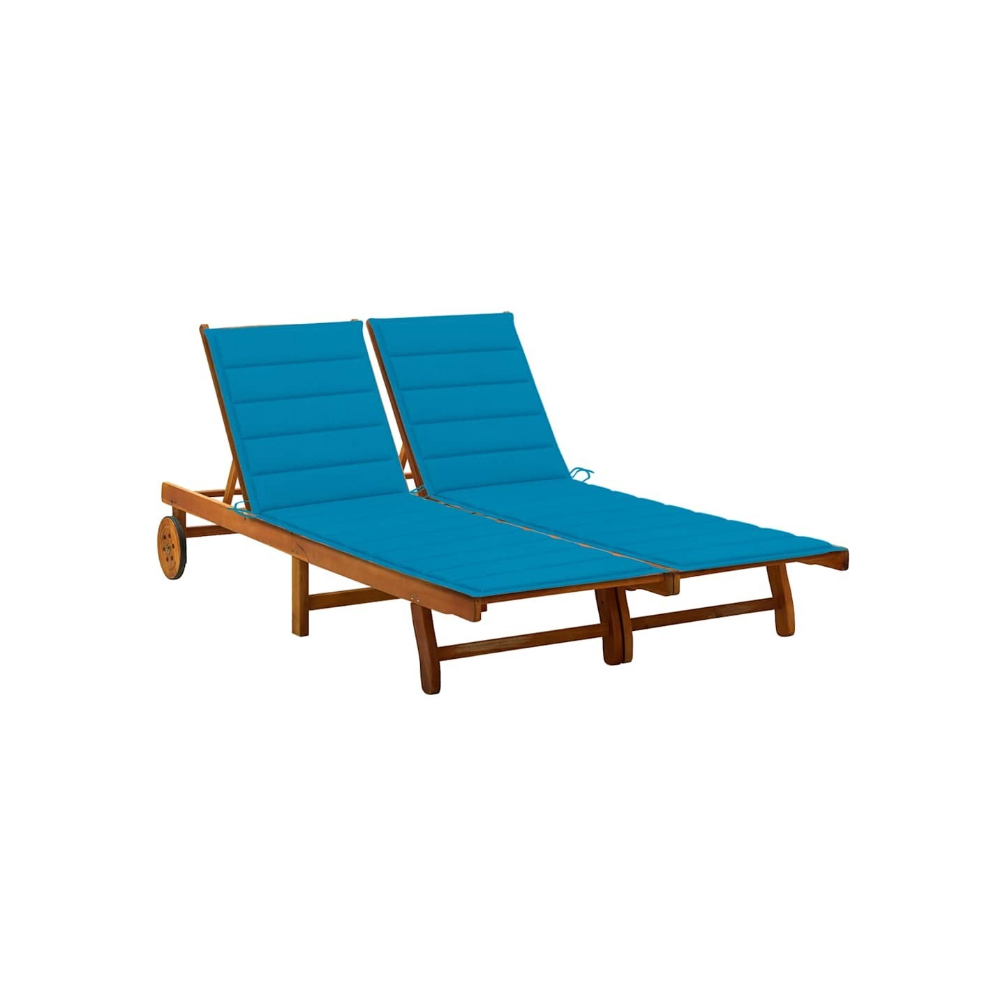 Chaise longue de jardin 2 places avec coussins Acacia solide
