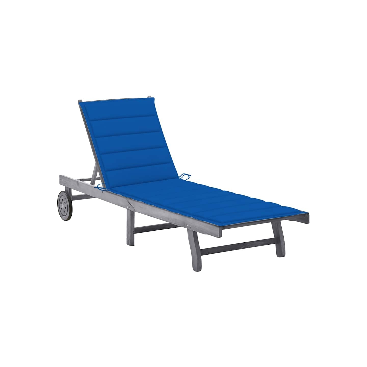 Chaise longue de jardin avec coussin Gris Bois d'acacia solide