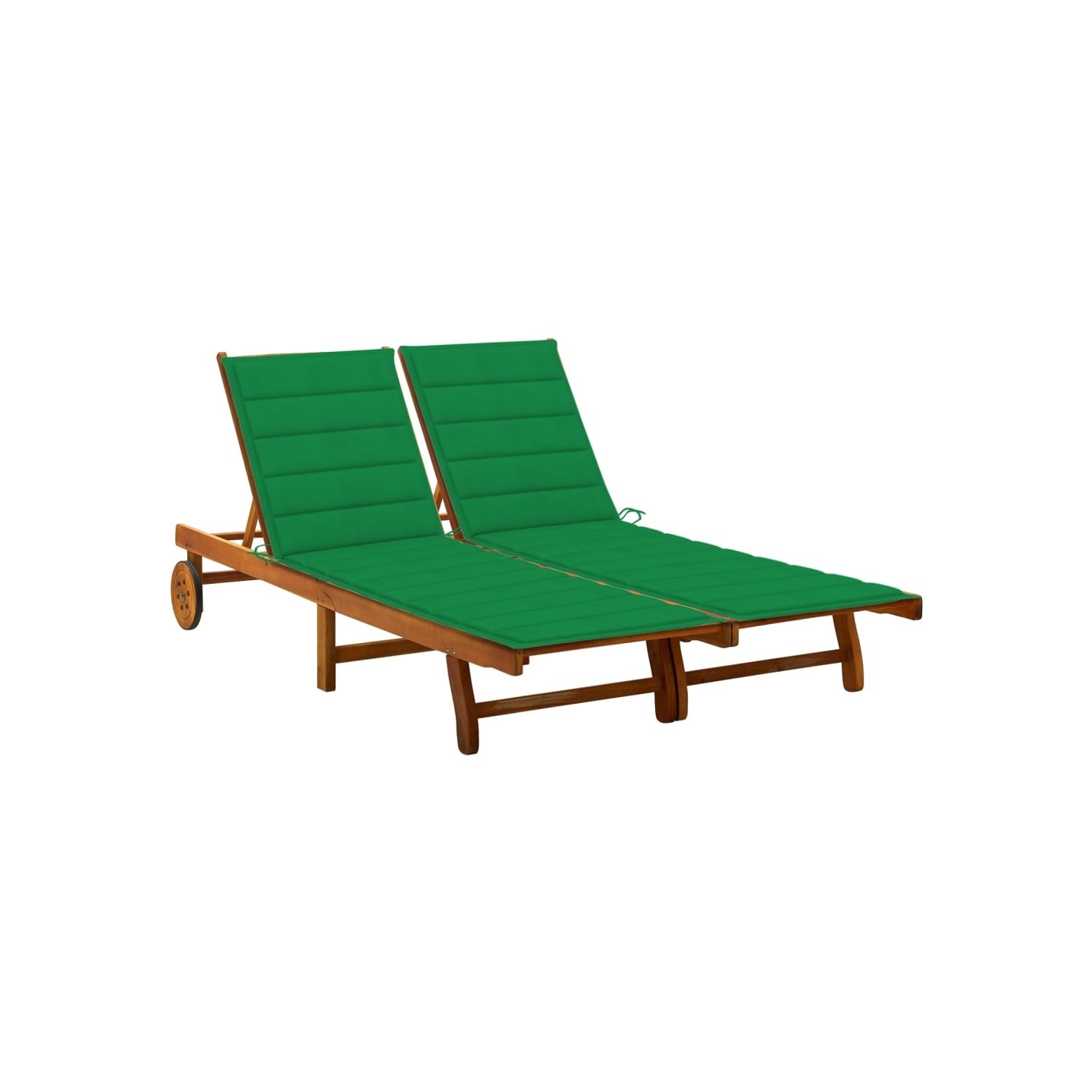 Chaise longue de jardin 2 places avec coussins Acacia solide