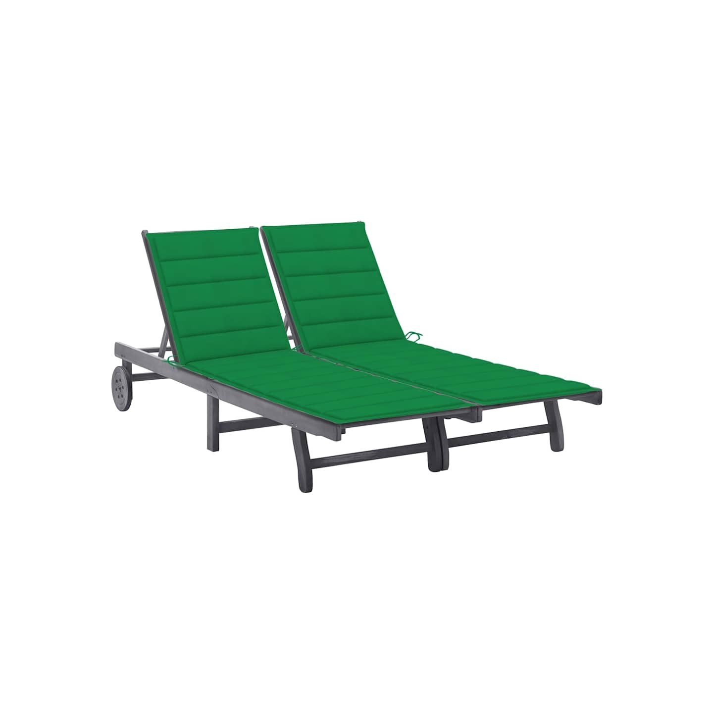 Chaise longue de jardin 2 places avec coussin Gris Acacia
