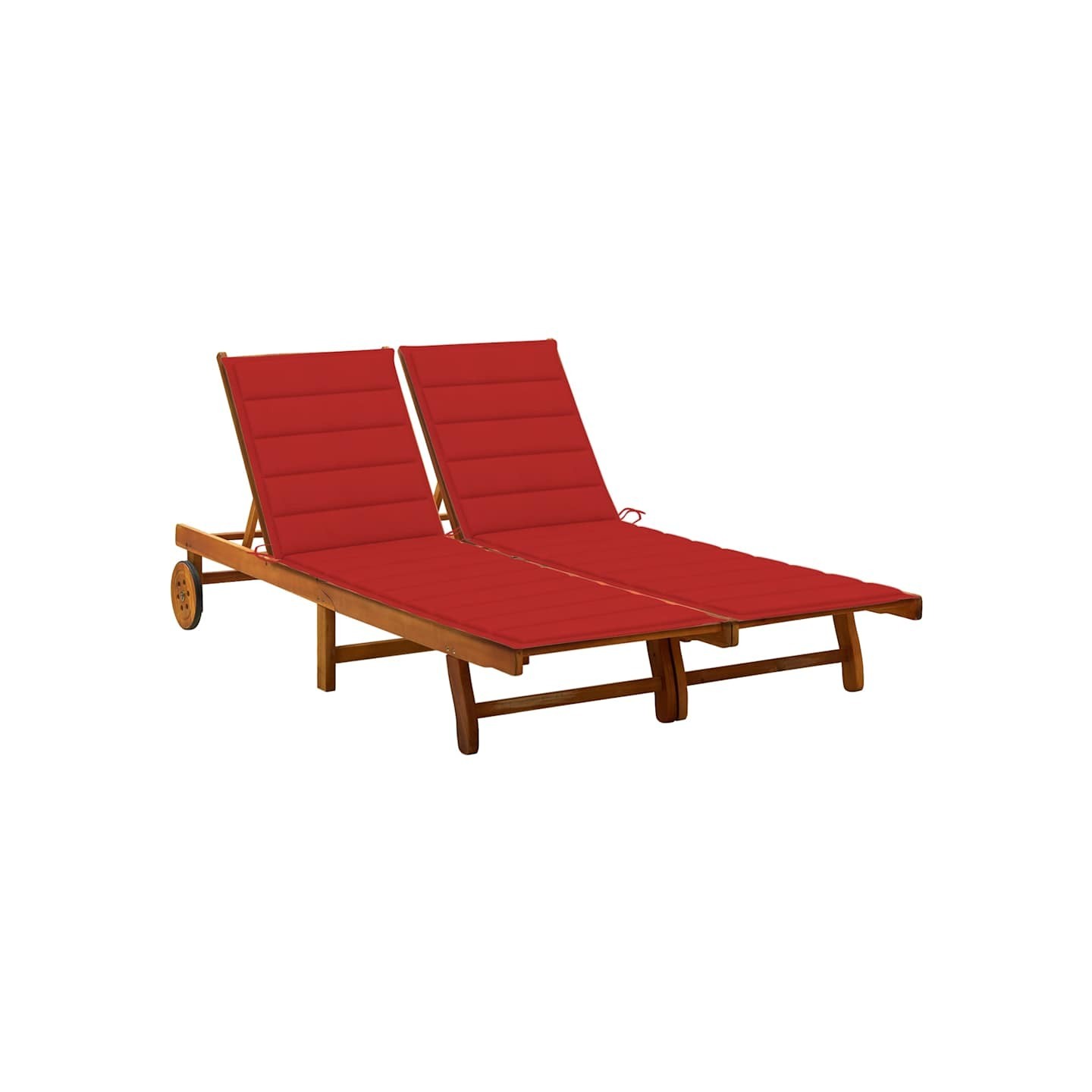 Chaise longue de jardin 2 places avec coussins Acacia solide