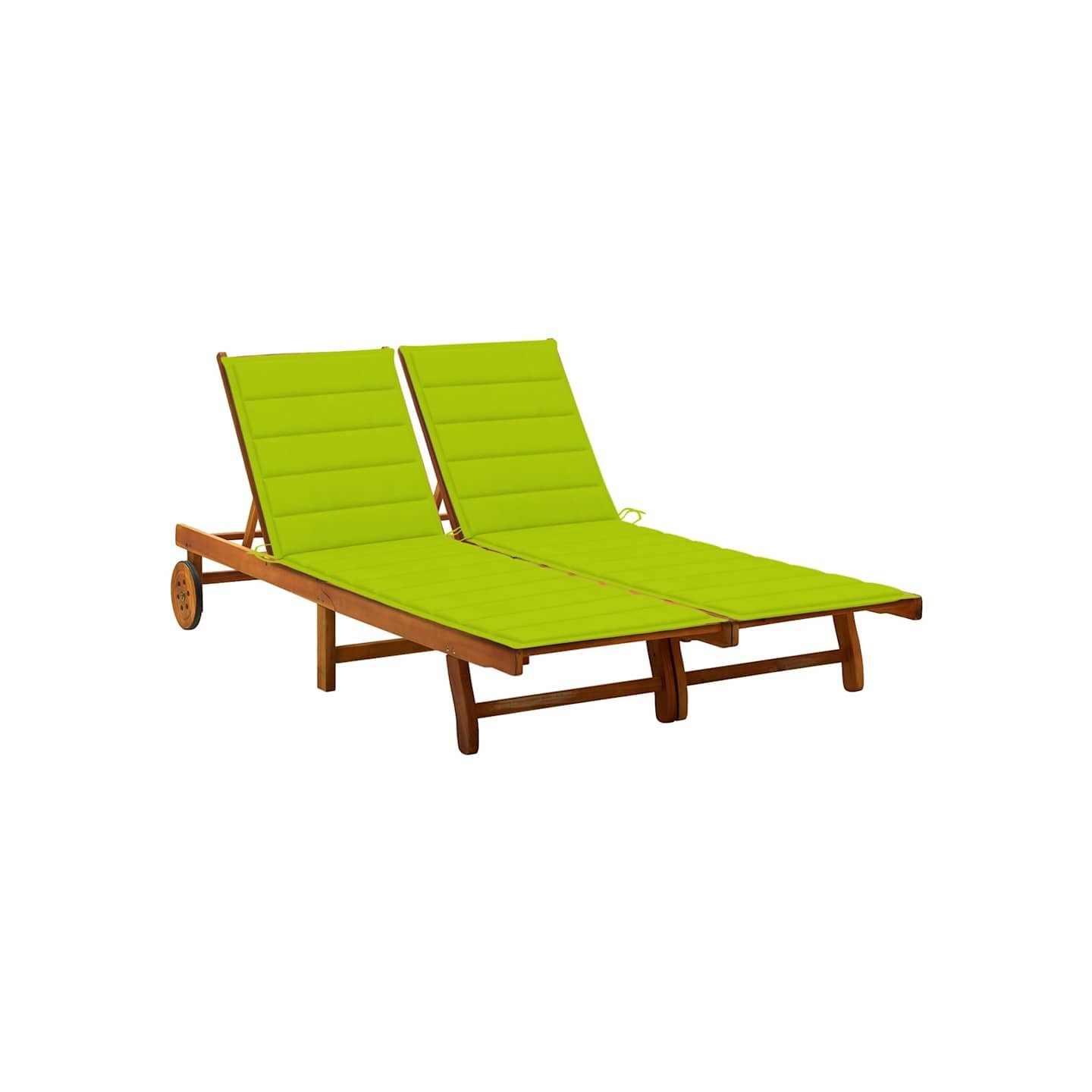 Chaise longue de jardin 2 places avec coussins Acacia solide