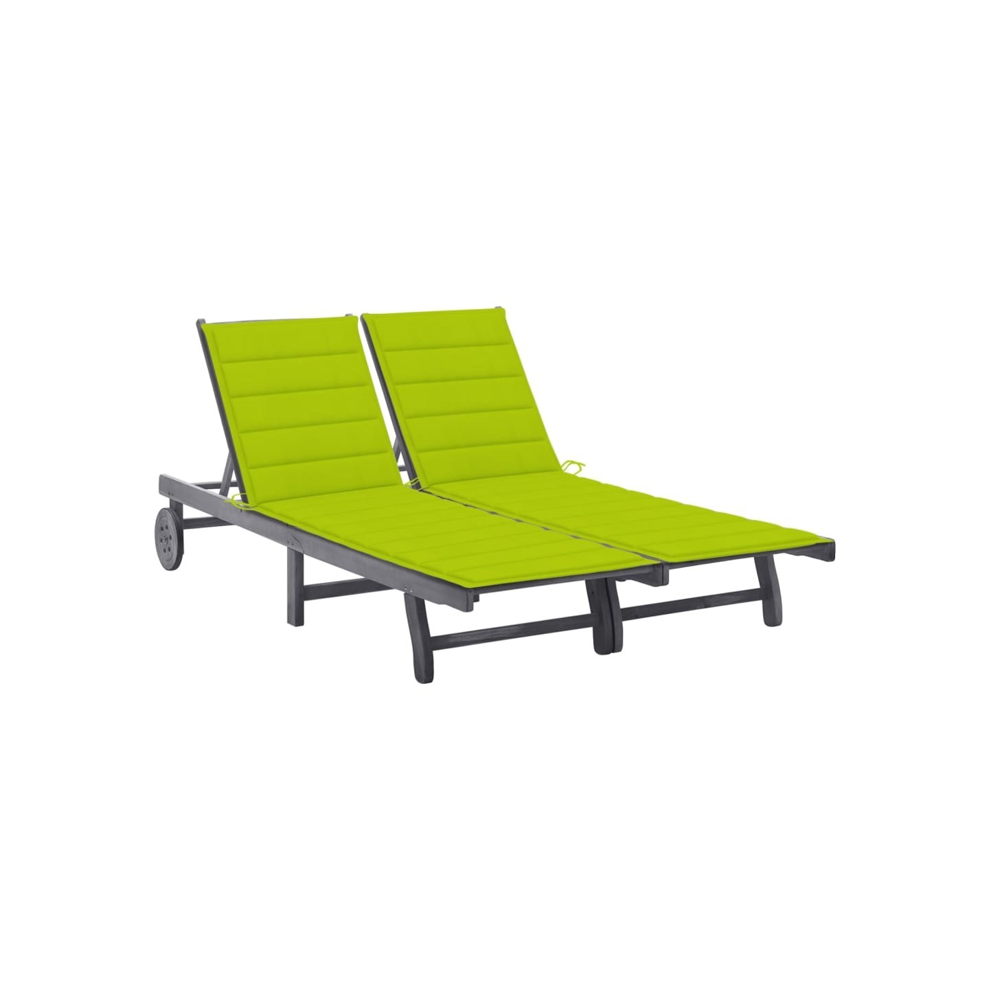 Chaise longue de jardin 2 places avec coussin Gris Acacia