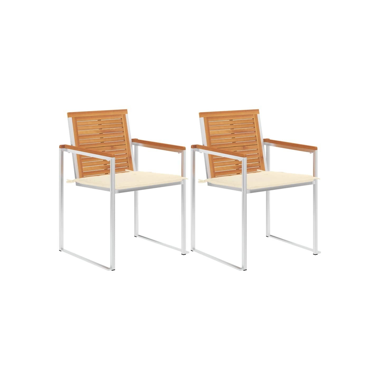 Chaises de jardin avec coussins lot de 2 Acacia solide et acier