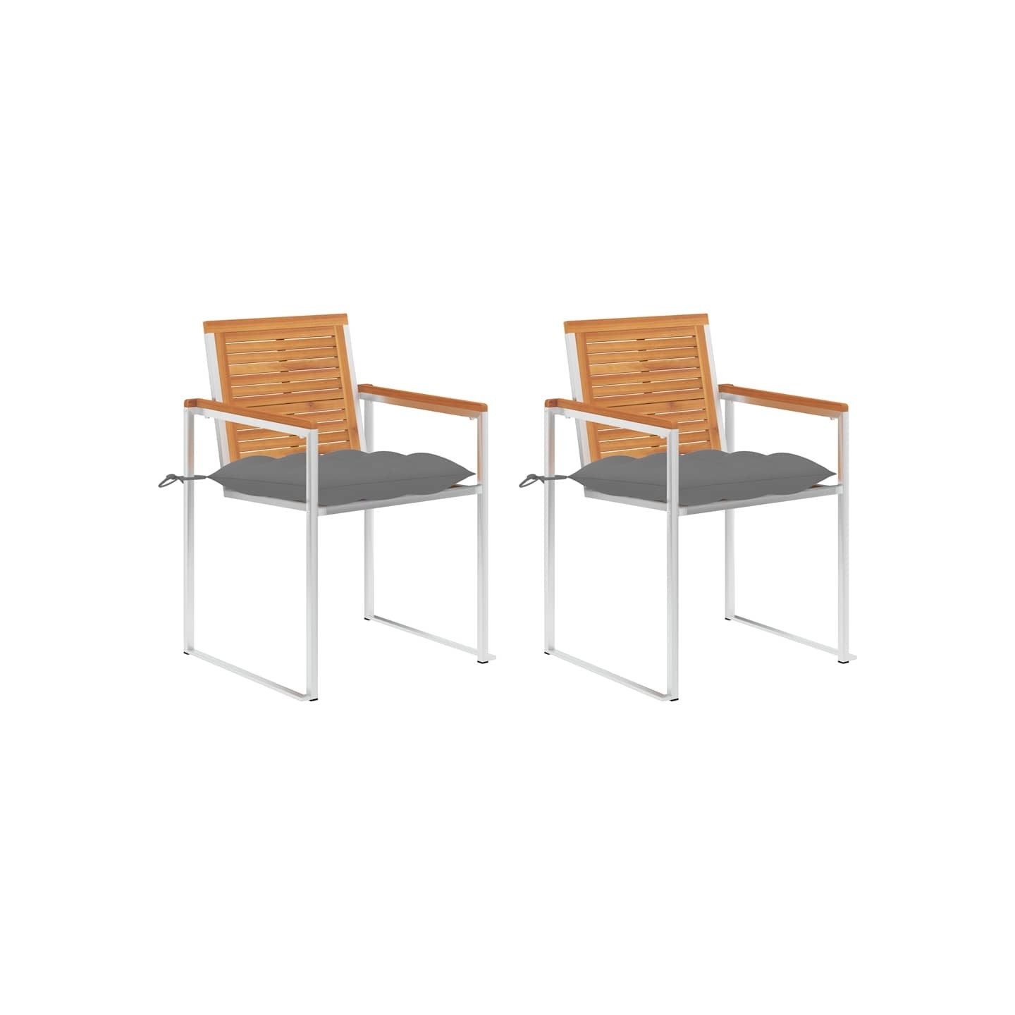 Chaises de jardin avec coussins lot de 2 Acacia solide et acier