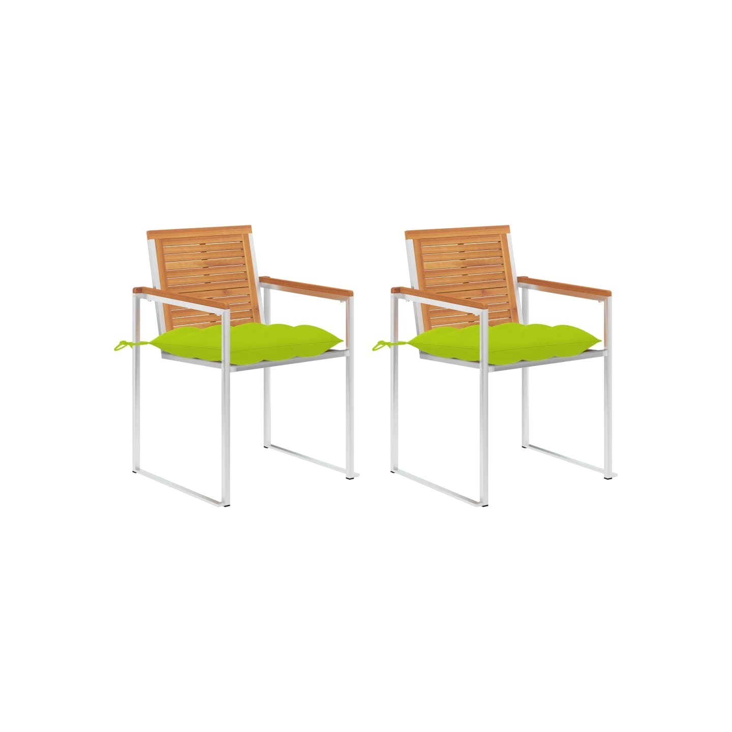Chaises de jardin avec coussins lot de 2 Acacia solide et acier
