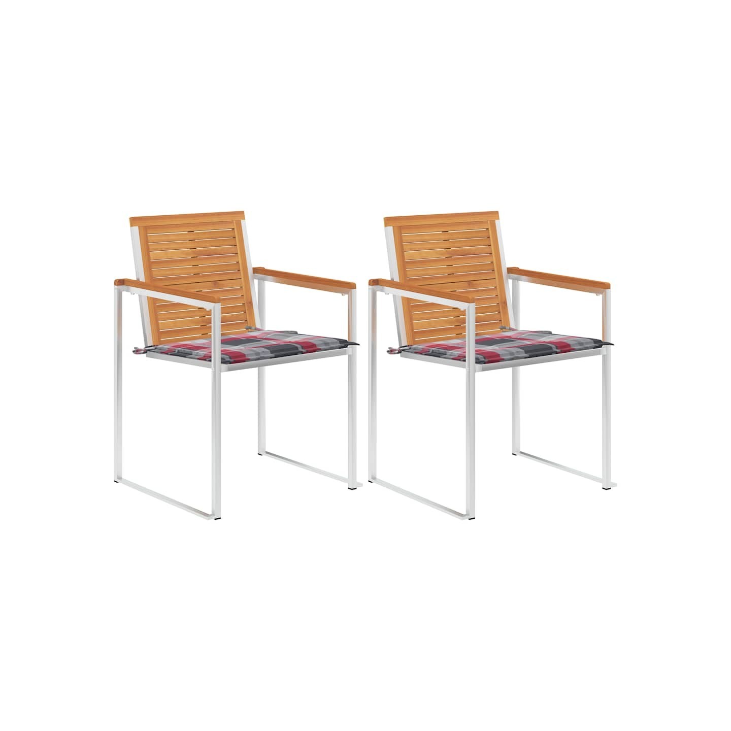Chaises de jardin avec coussins lot de 2 Acacia solide et acier