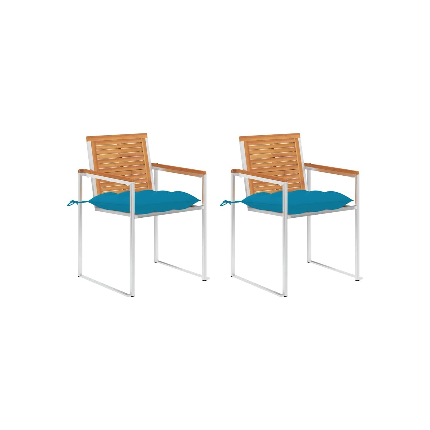 Chaises de jardin avec coussins lot de 2 Acacia solide et acier