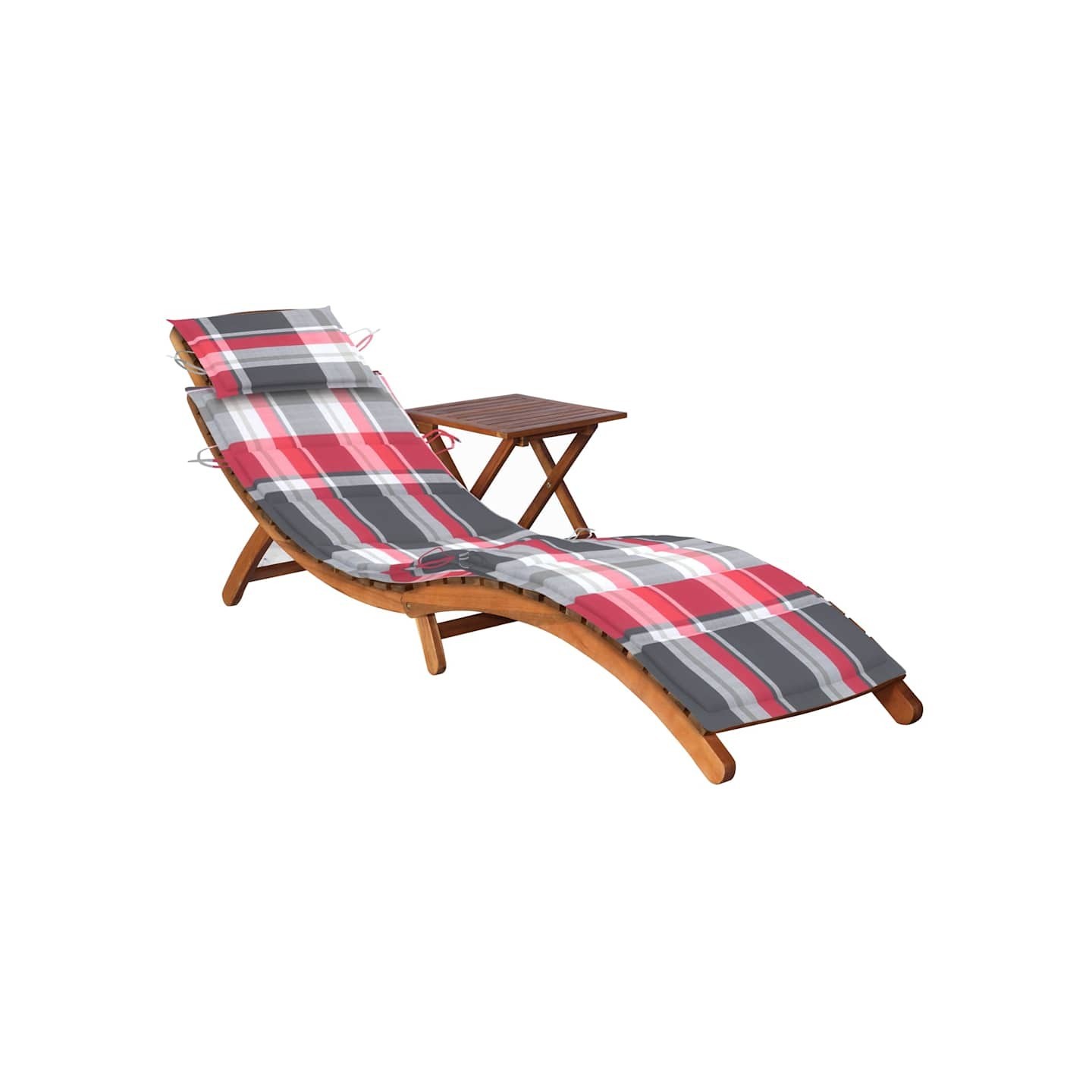 Chaise longue de jardin avec table et coussin Bois d'acacia