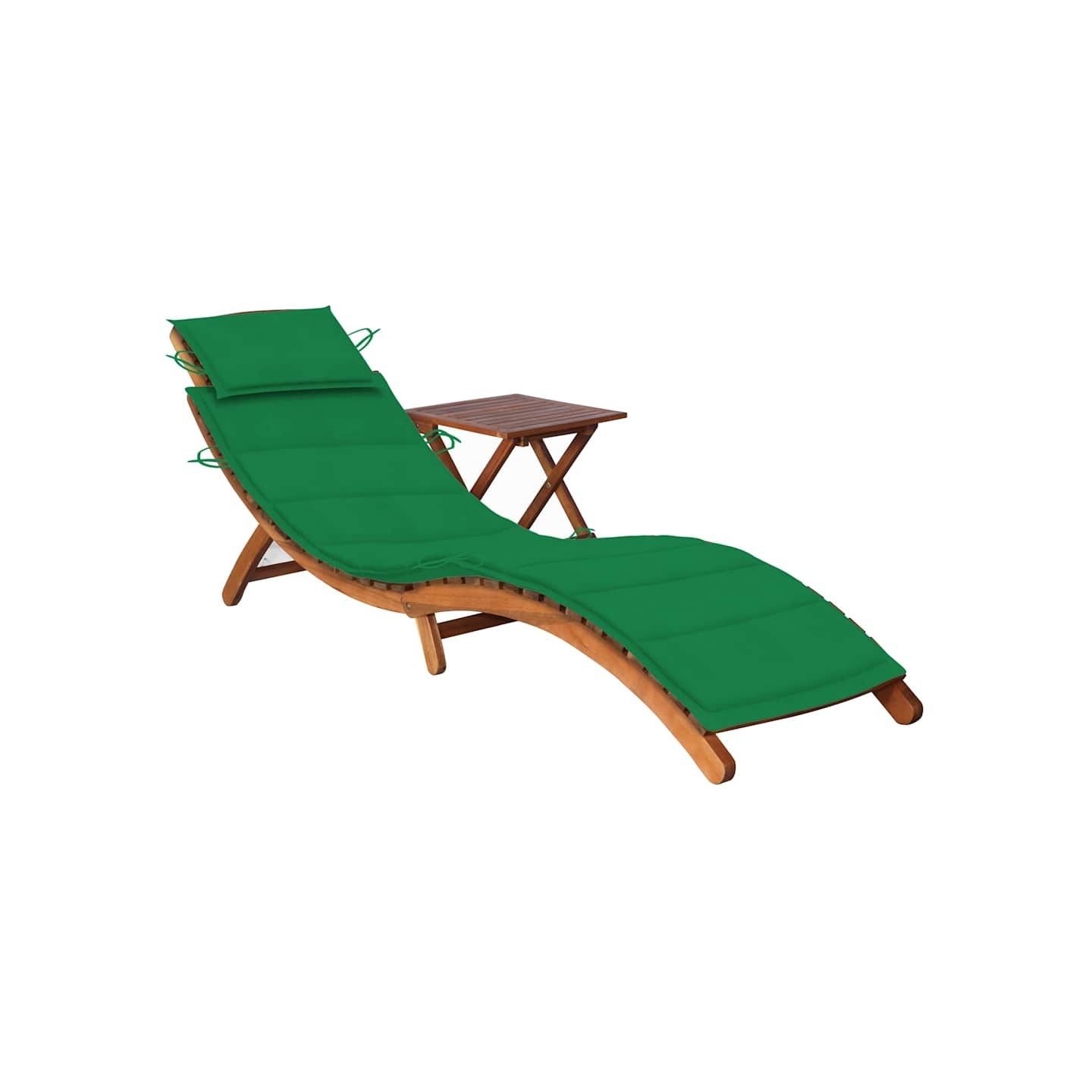 Chaise longue de jardin avec table et coussin Bois d'acacia