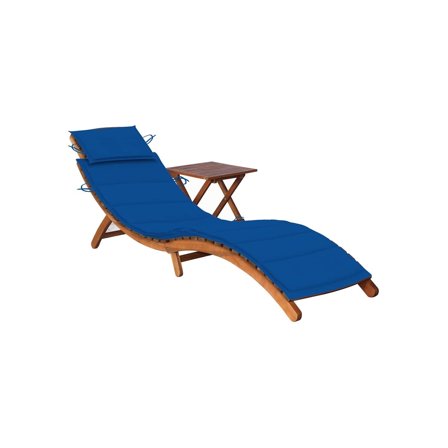 Chaise longue de jardin avec table et coussin Bois d'acacia