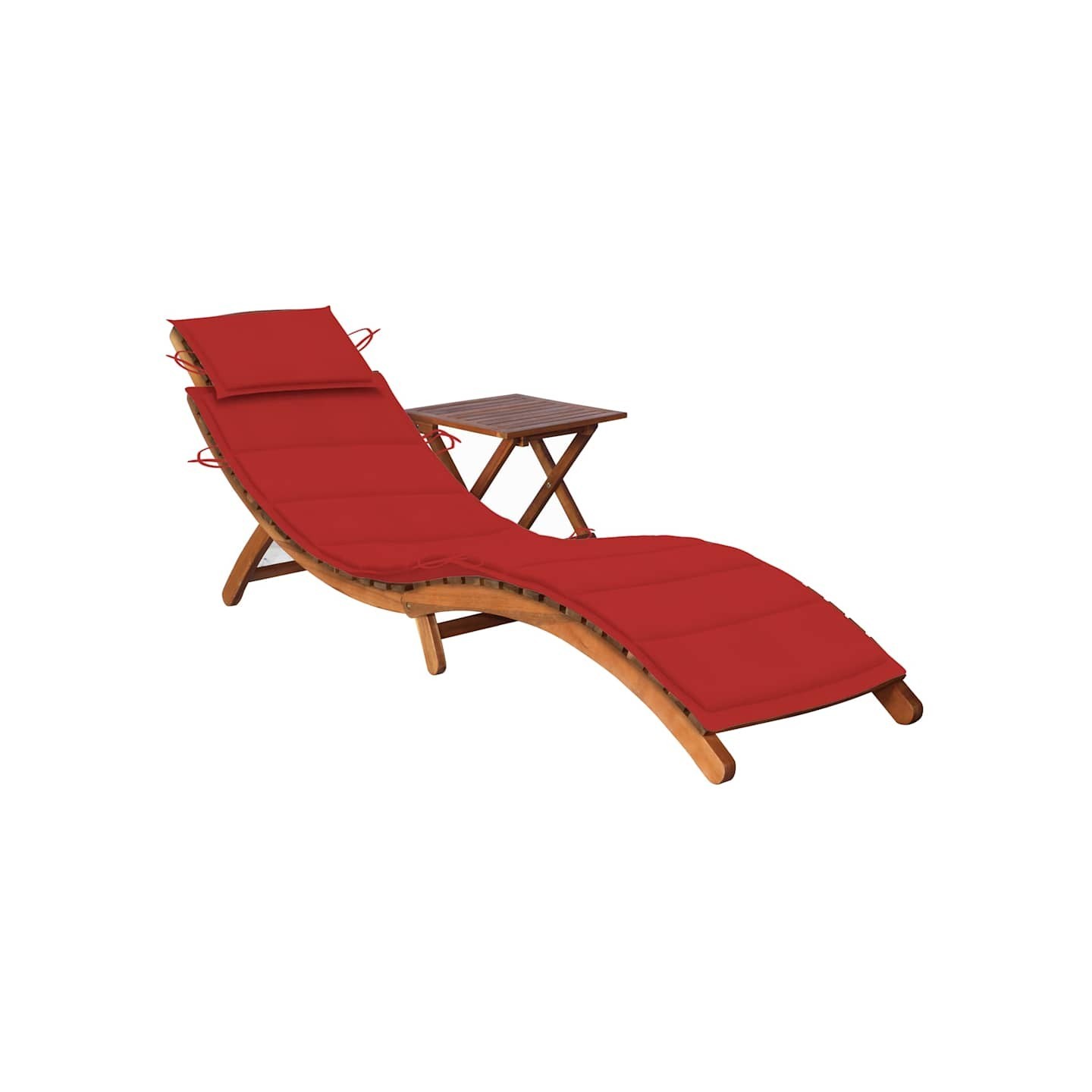 Chaise longue de jardin avec table et coussin Bois d'acacia