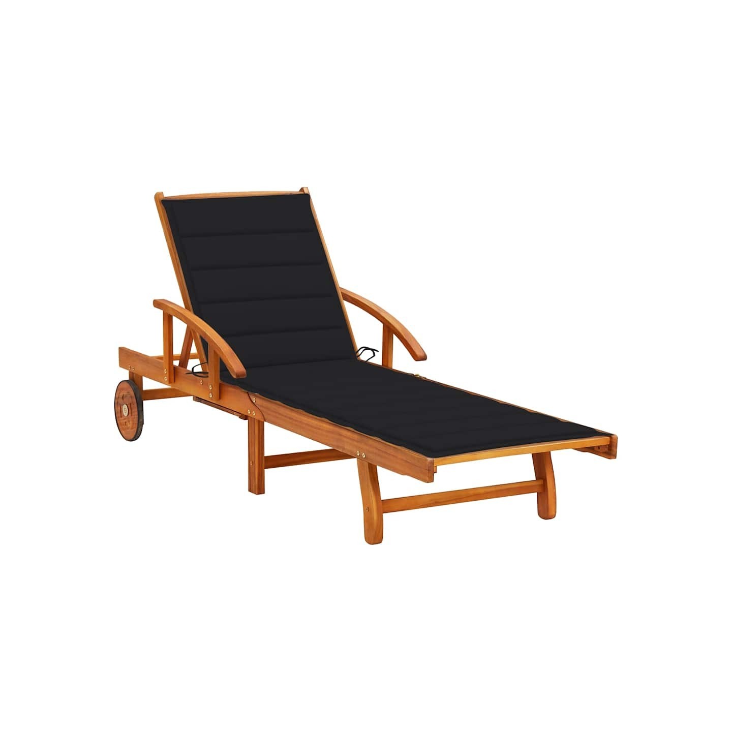 Chaise longue de jardin avec coussin Bois d'acacia solide