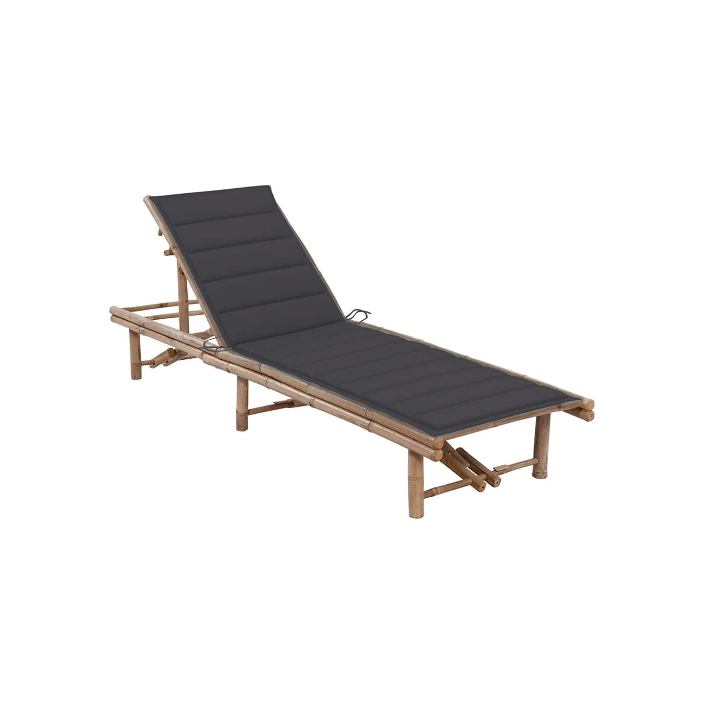 Chaise longue de jardin avec coussin Bambou