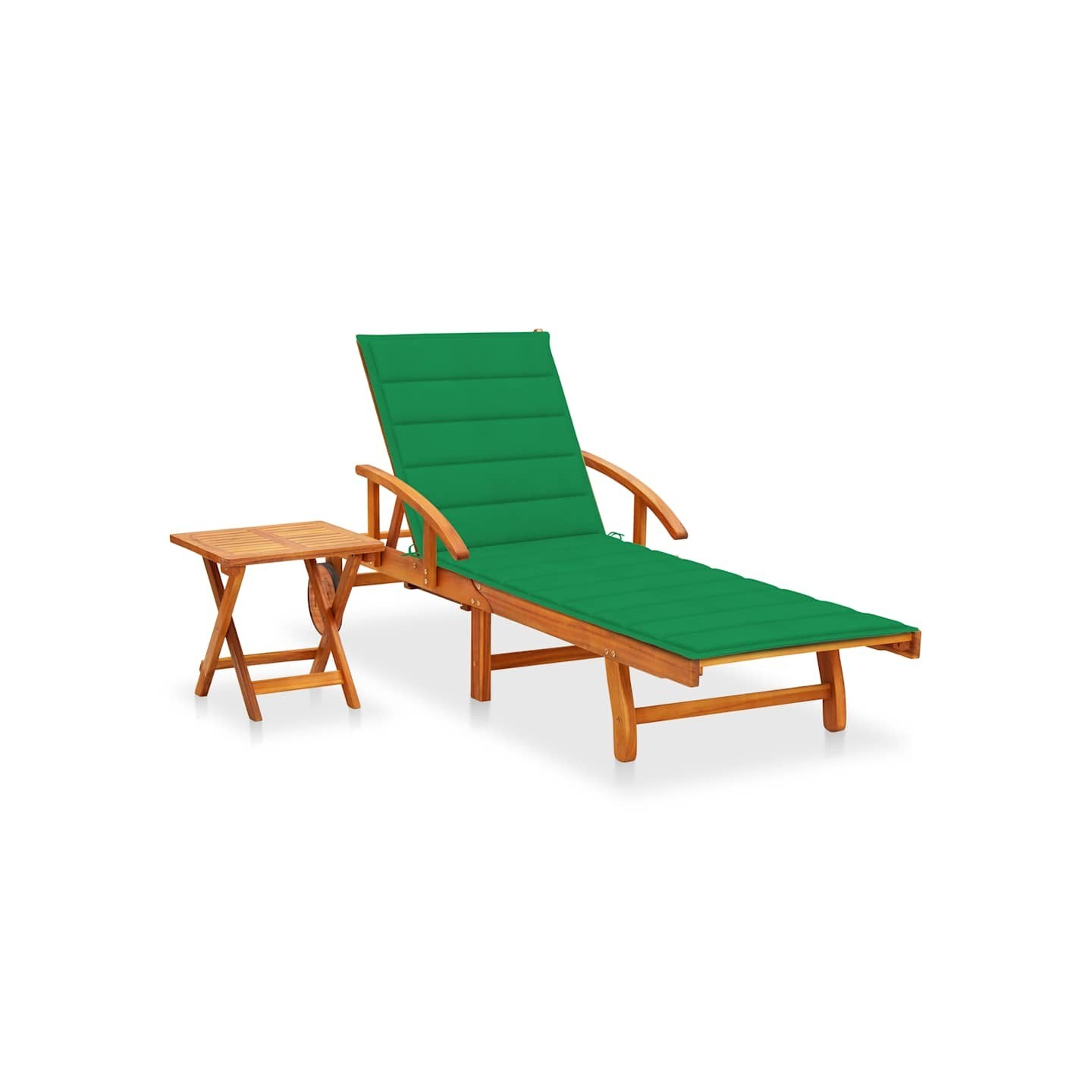 Chaise longue de jardin avec table et coussin Bois d'acacia