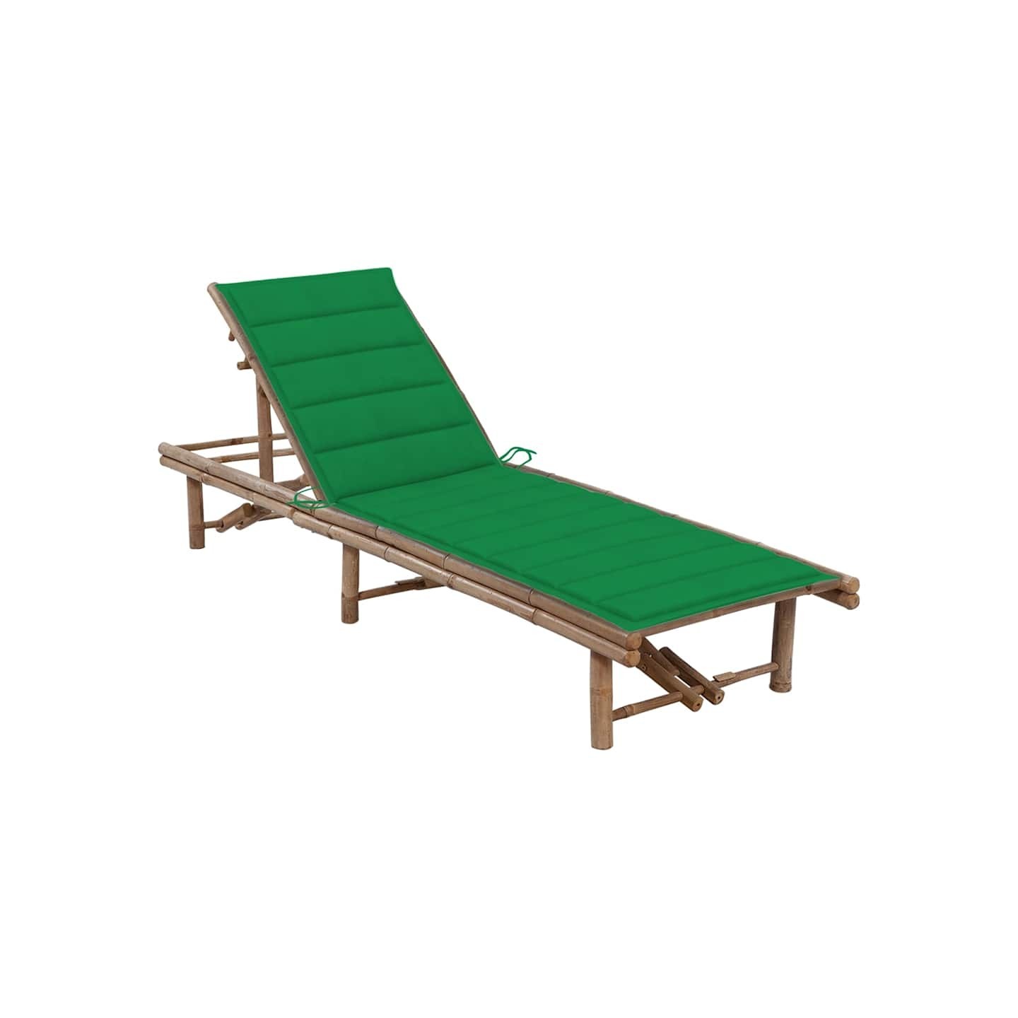 Chaise longue de jardin avec coussin Bambou
