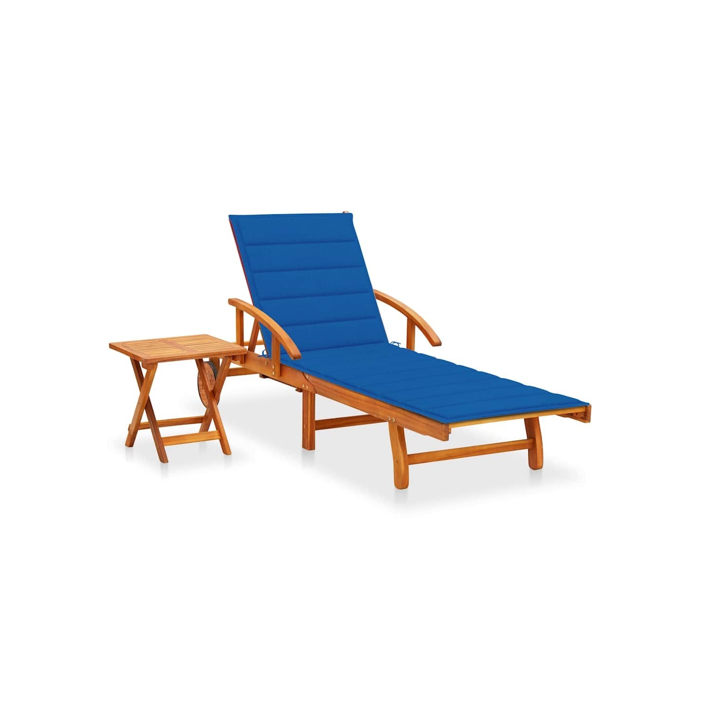 Chaise longue de jardin avec table et coussin Bois d'acacia