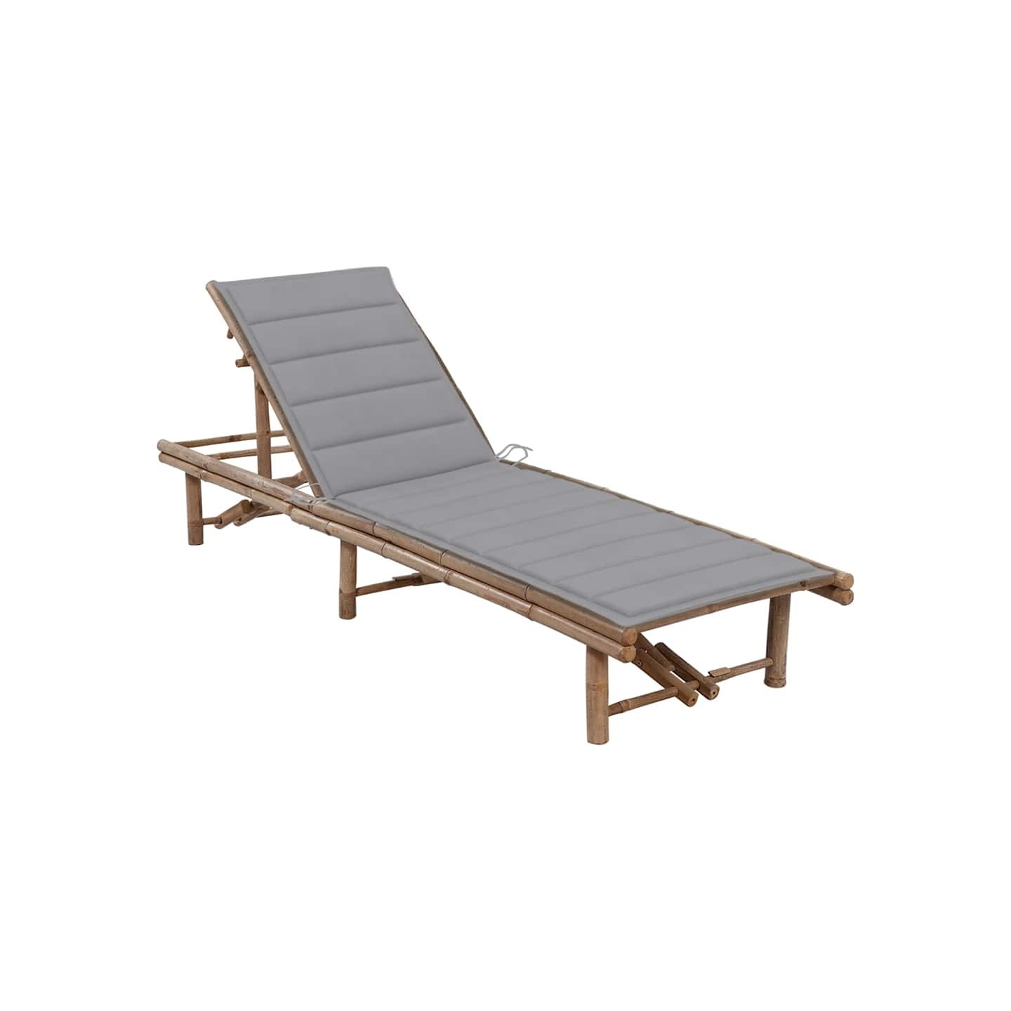 Chaise longue de jardin avec coussin Bambou