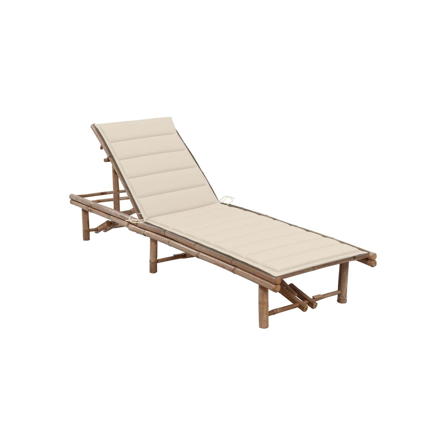 Chaise longue de jardin avec coussin Bambou
