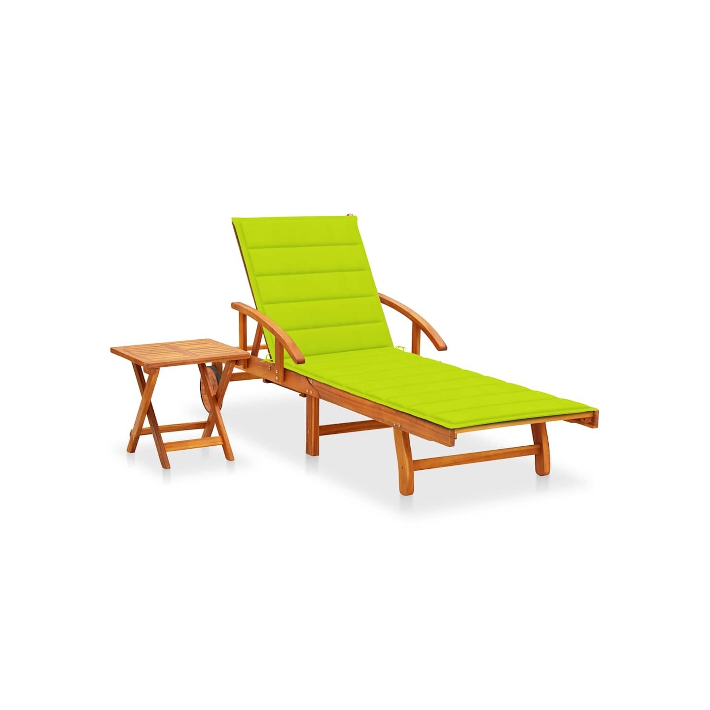 Chaise longue de jardin avec table et coussin Bois d'acacia