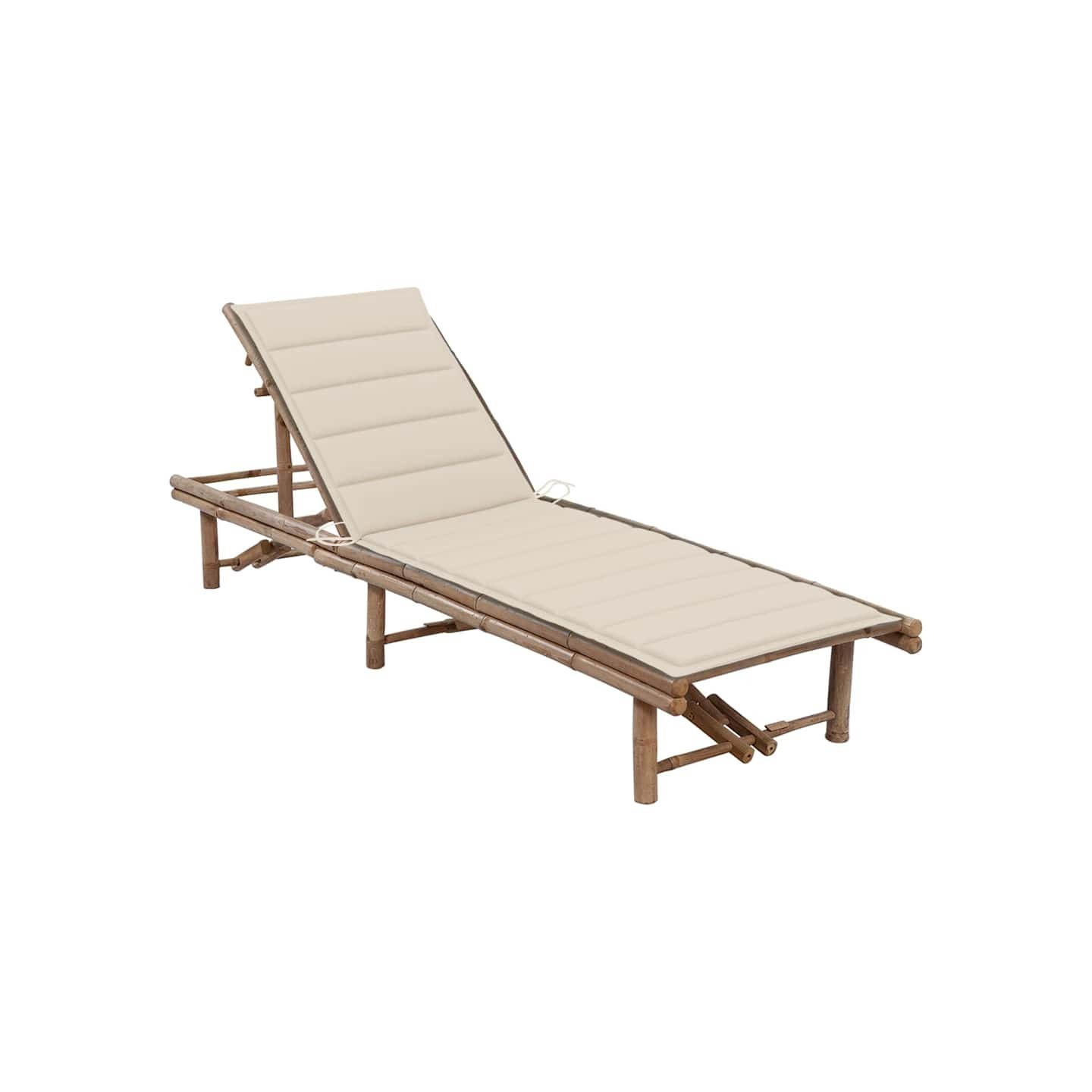 Chaise longue de jardin avec coussin Bambou