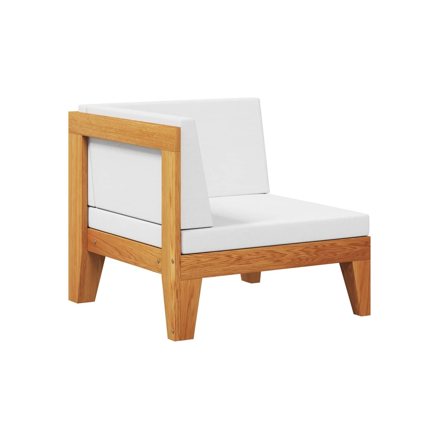 Canapé d'angle sectionnel et coussins blanc crème Bois d'acacia